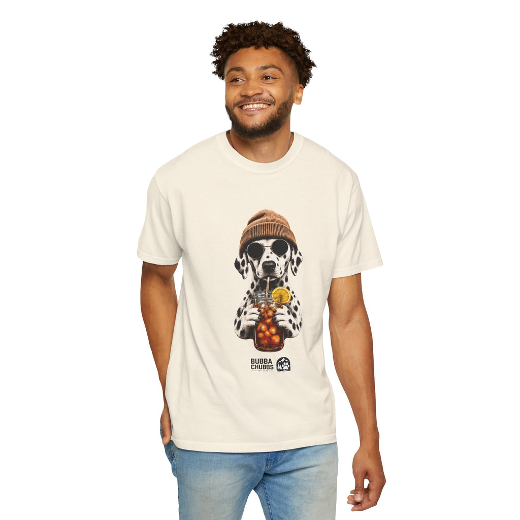 Dalmatian With Bubble Tea T-Shirt — Cute Dog Bubble Tea Graphic Tee Printify