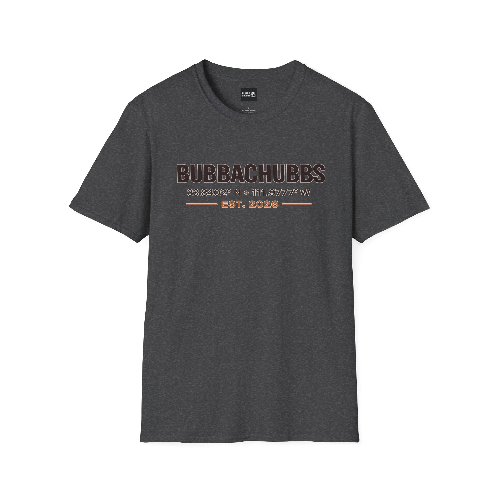 BubbaChubbs Logo front Coordinates Short-Sleeve Tee - BubbaChubbs Brand