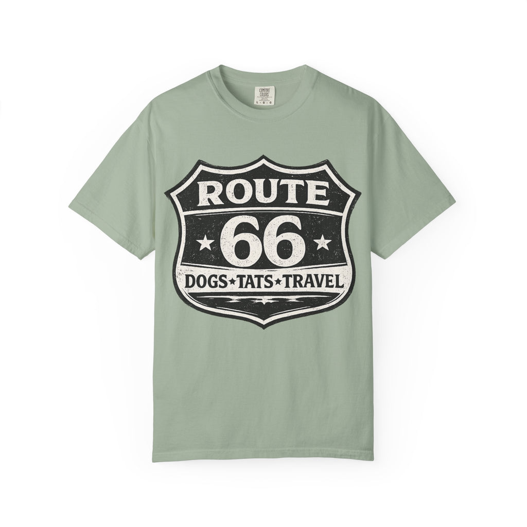 BubbaChubbs Dogs Tats Travel Route 66 Tee Printify