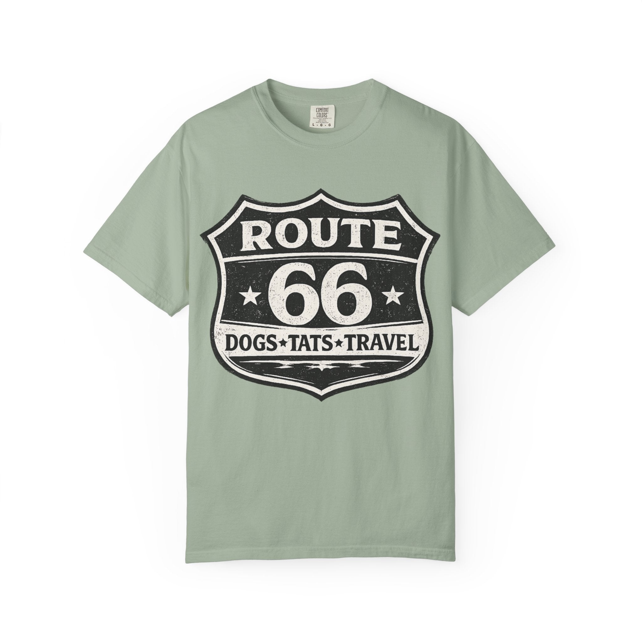 BubbaChubbs Dogs Tats Travel Route 66 Tee Printify