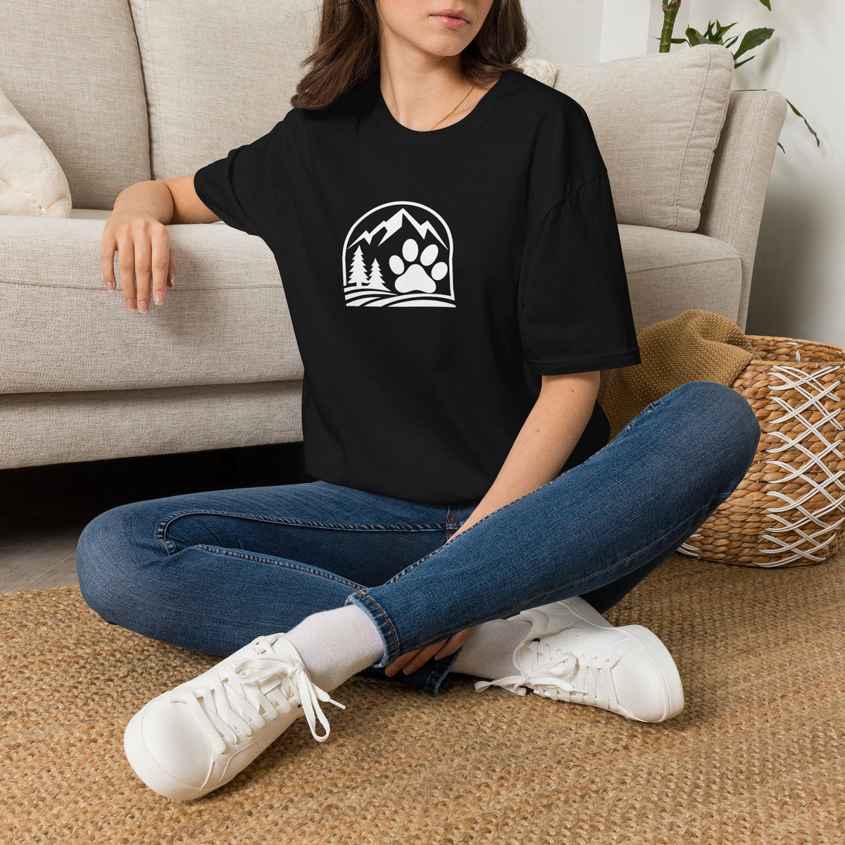 Outdoor Paw Print T-Shirt — Mountain Camping Dog Lover Tee