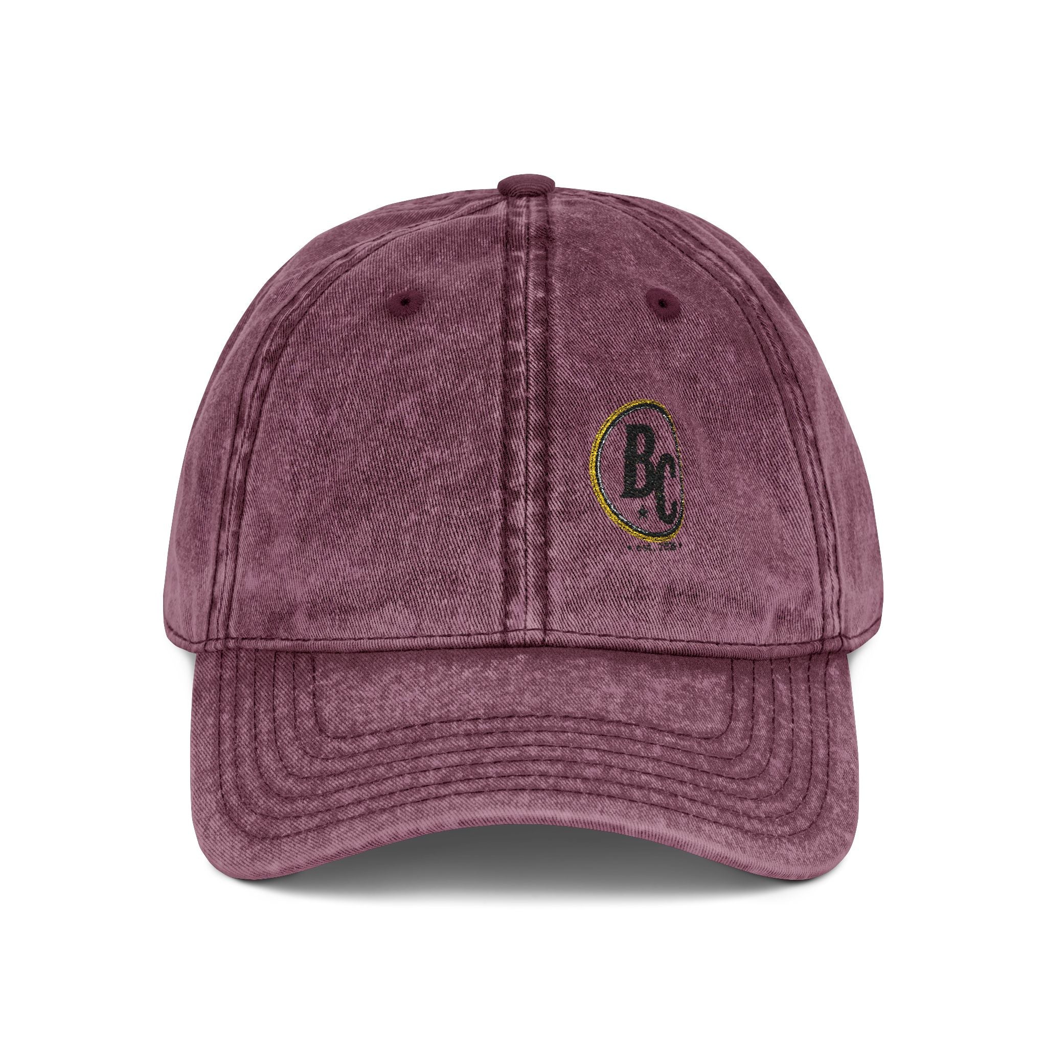 Vintage Embroidered Baseball Cap - Retro Washed Red with BC Crest