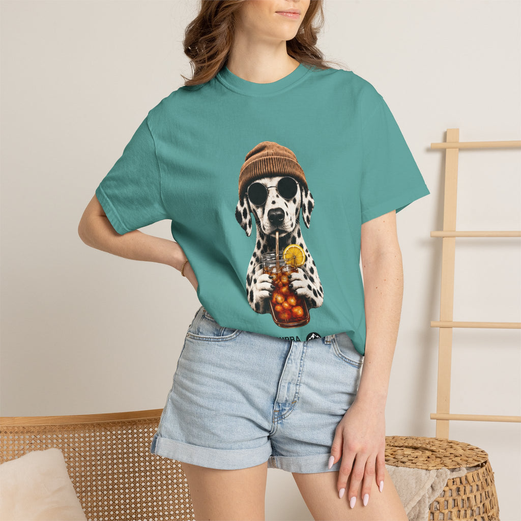 Dalmatian With Bubble Tea T-Shirt — Cute Dog Bubble Tea Graphic Tee Printify