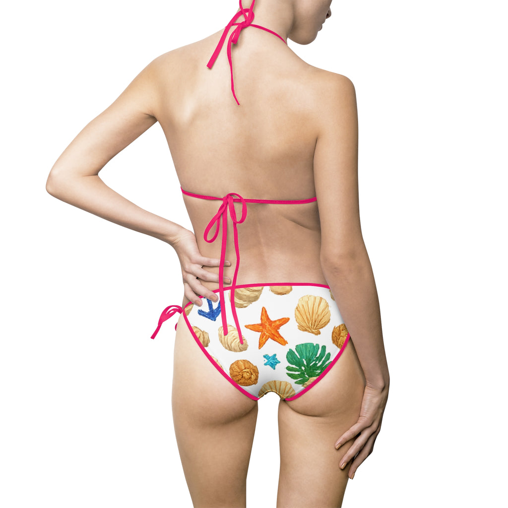 BubbaChubbs - Shells Bikini — Women's Tropical Tie-Side Swimsuit Printify