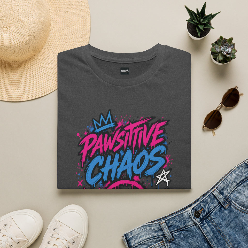 Pawsitive Chaos T-Shirt — Neon Grunge Graphic Tee