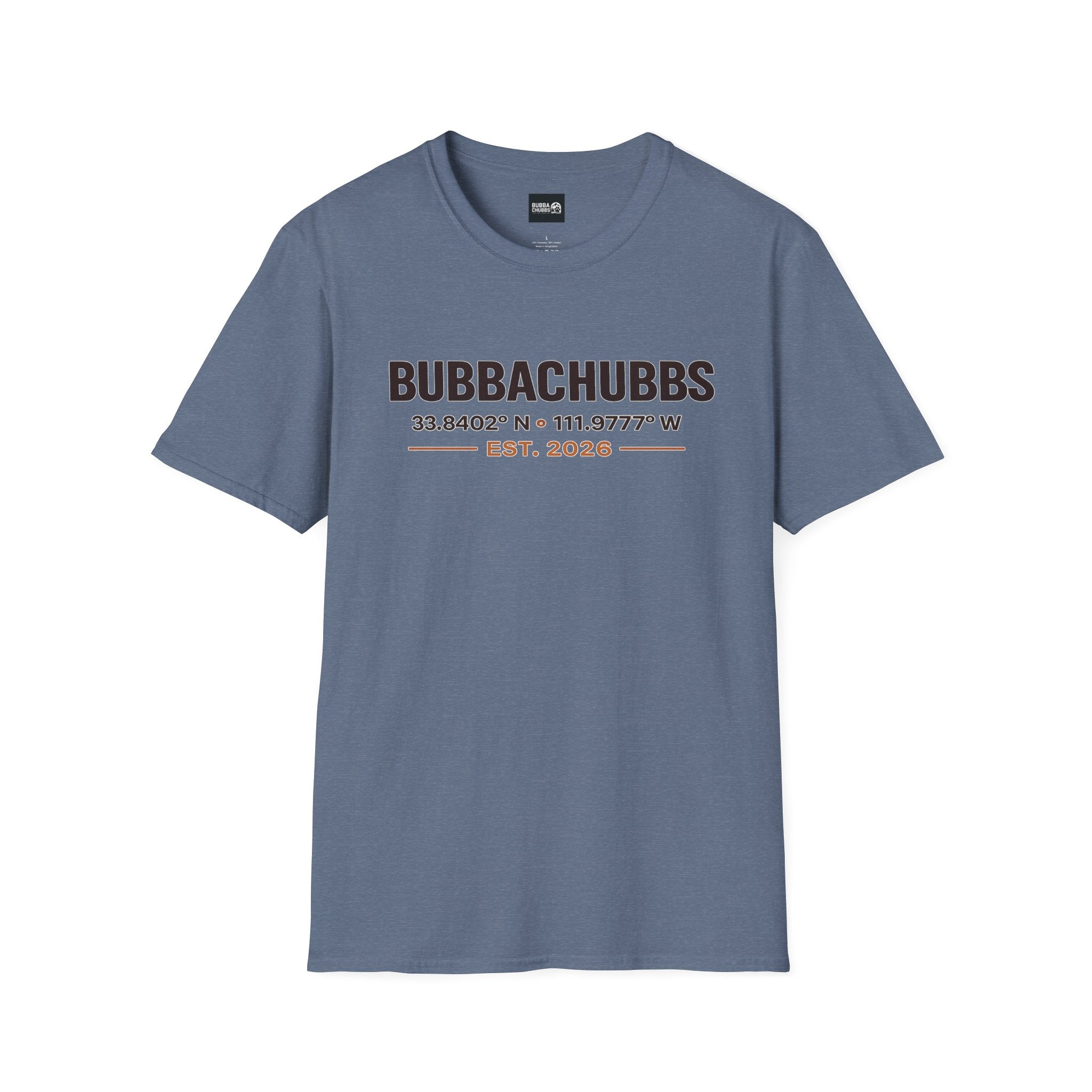 BubbaChubbs Logo front Coordinates Short-Sleeve Tee - BubbaChubbs Brand