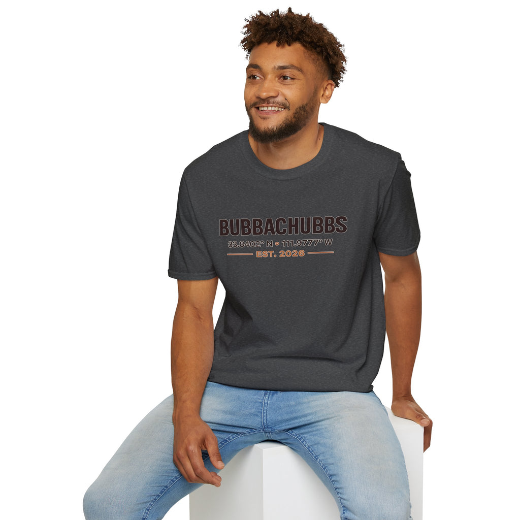 BubbaChubbs Logo front Coordinates Short-Sleeve Tee - BubbaChubbs Brand