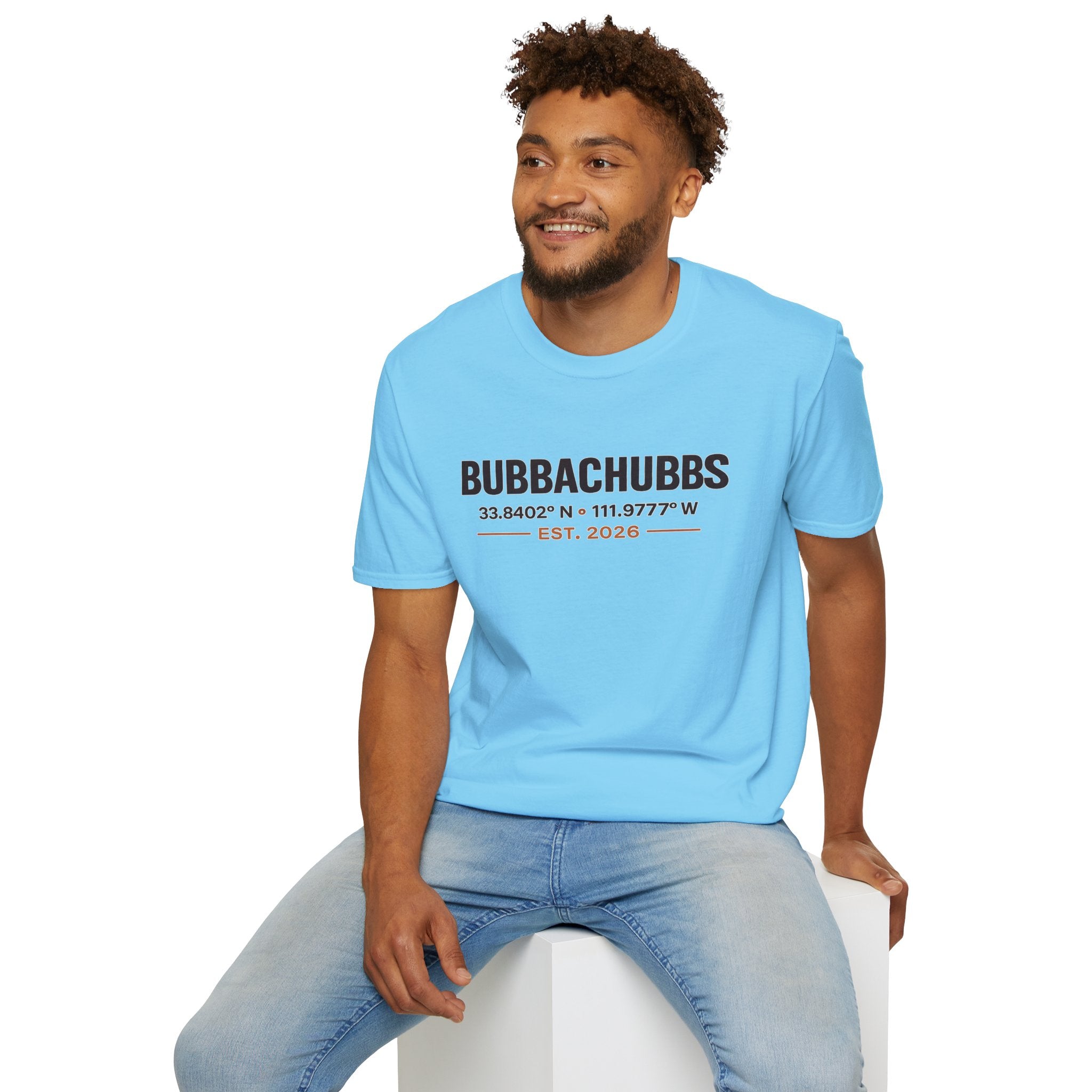 BubbaChubbs Logo front Coordinates Short-Sleeve Tee - BubbaChubbs Brand