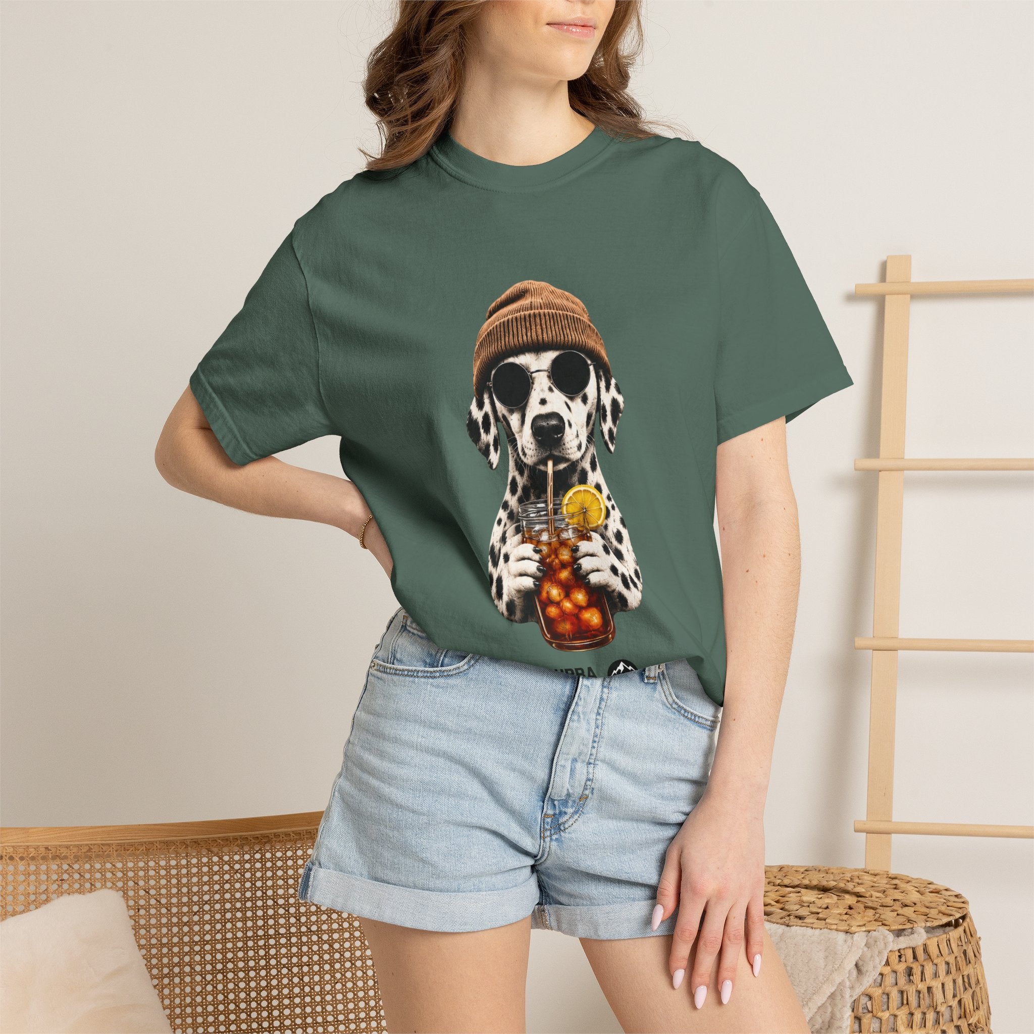 Dalmatian With Bubble Tea T-Shirt — Cute Dog Bubble Tea Graphic Tee Printify