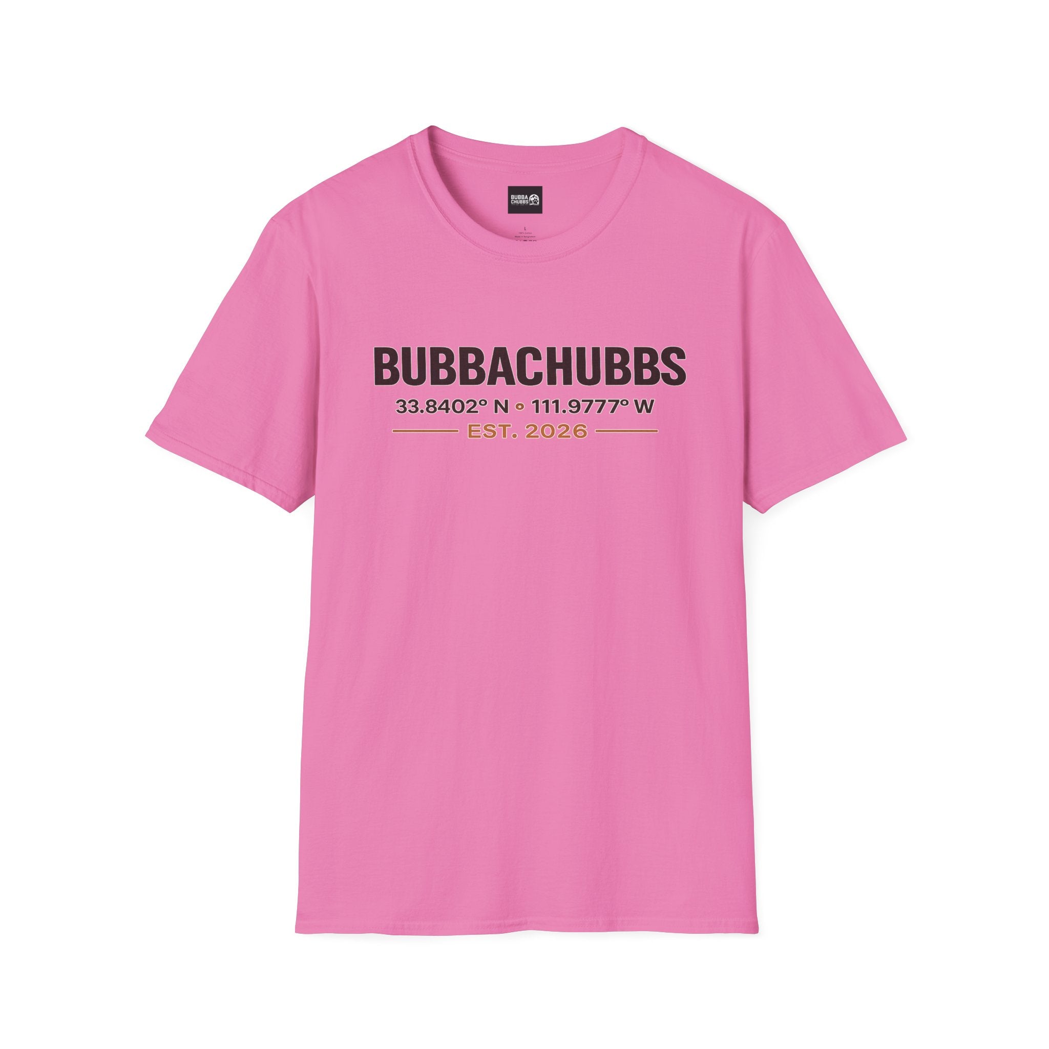 BubbaChubbs Logo front Coordinates Short-Sleeve Tee - BubbaChubbs Brand