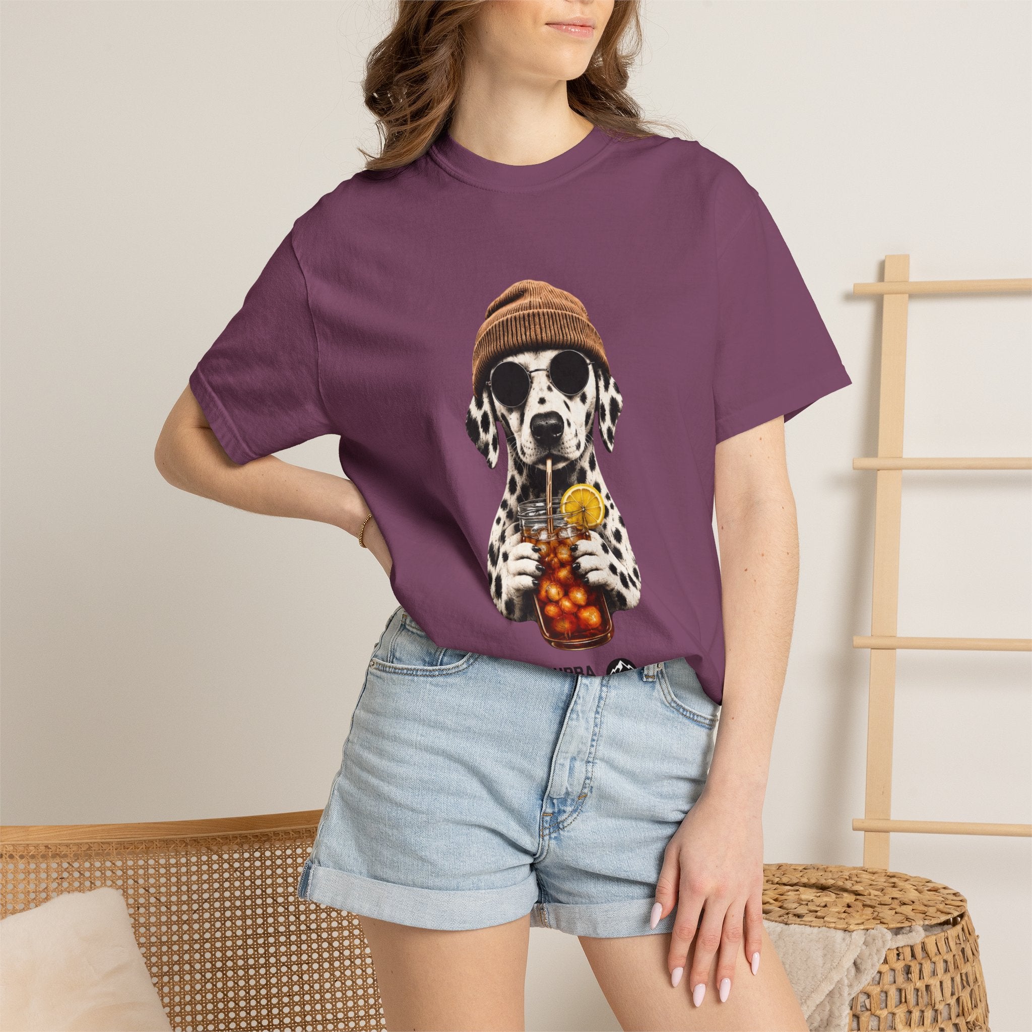 Dalmatian With Bubble Tea T-Shirt — Cute Dog Bubble Tea Graphic Tee Printify