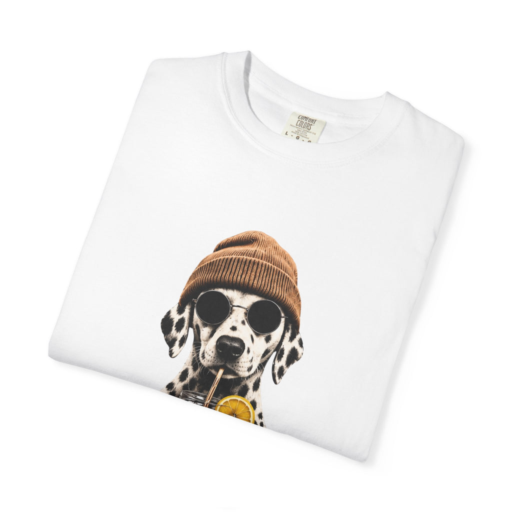 Dalmatian With Bubble Tea T-Shirt — Cute Dog Bubble Tea Graphic Tee Printify