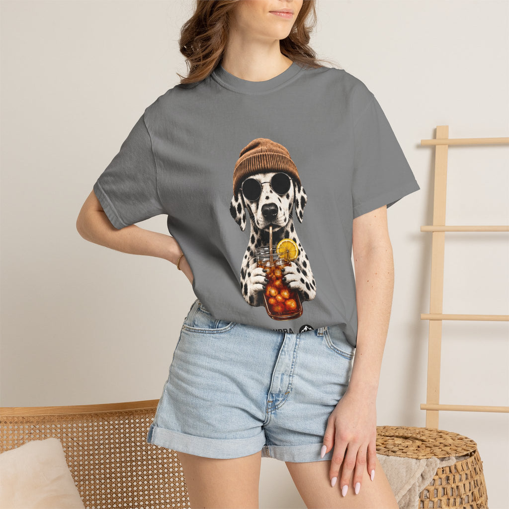 Dalmatian With Bubble Tea T-Shirt — Cute Dog Bubble Tea Graphic Tee Printify