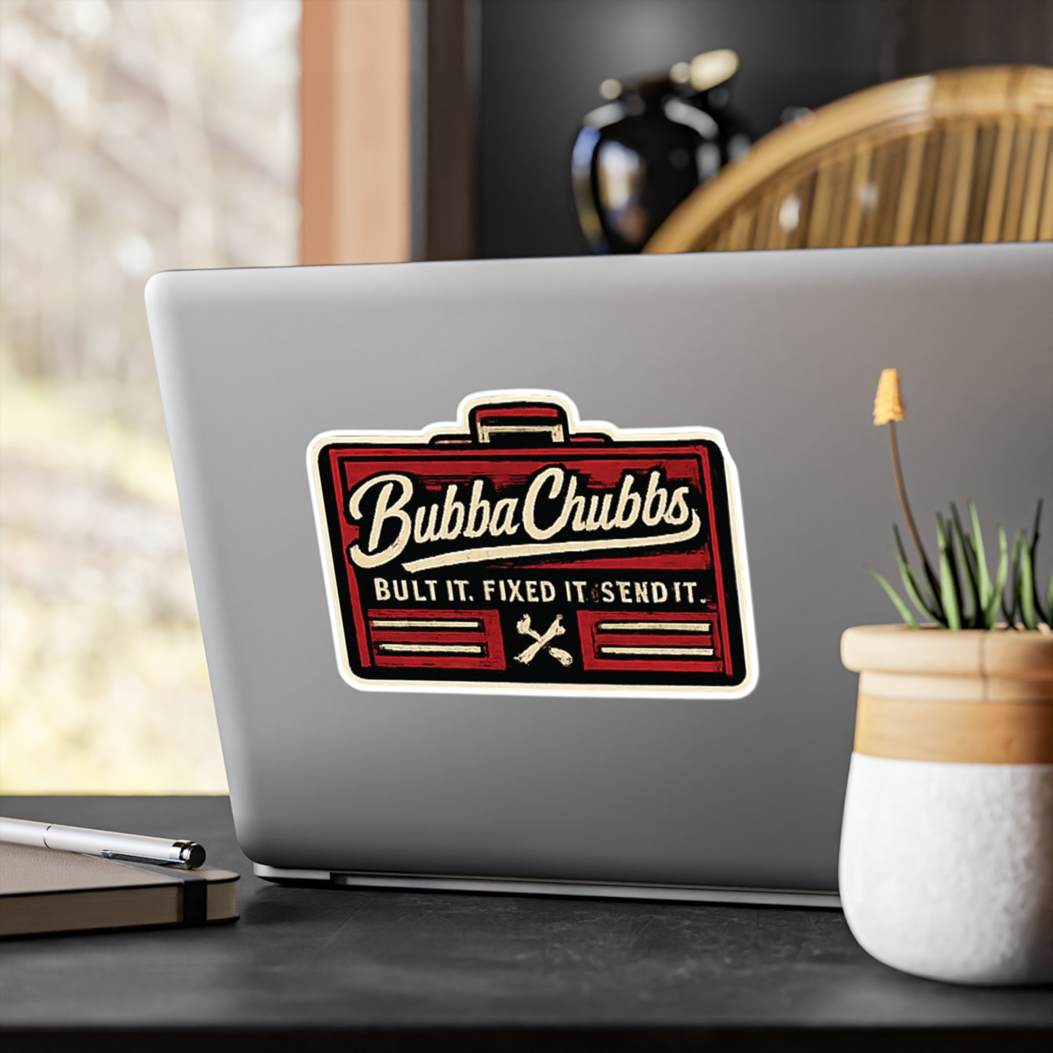 BubbaChubbs Logo Vinyl Sticker  - Built it Fixed it Send it -Cut Decal Printify