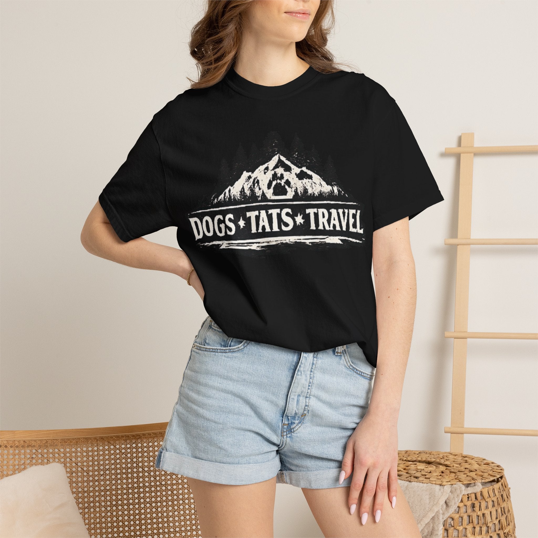 BubbaChubbs Dogs Tats Travel Mountain Tee Printify