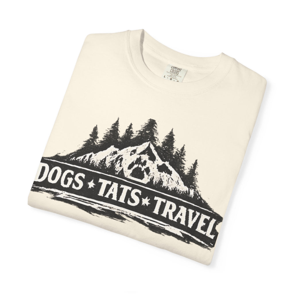BubbaChubbs Dogs Tats Travel Mountain Tee Printify