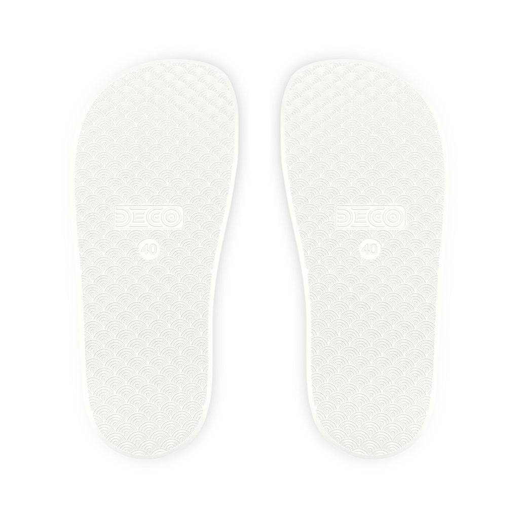 Men's Removable-Strap Slide Sandals — White "Bubba Glubbs" Logo Pool Slides Printify