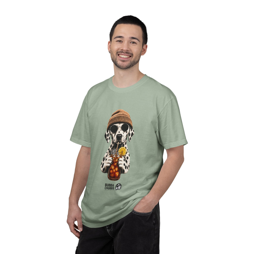 Dalmatian With Bubble Tea T-Shirt — Cute Dog Bubble Tea Graphic Tee Printify