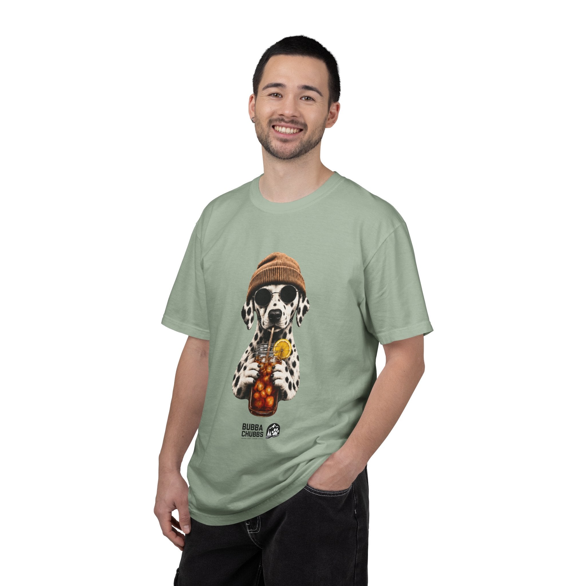 Dalmatian With Bubble Tea T-Shirt — Cute Dog Bubble Tea Graphic Tee Printify