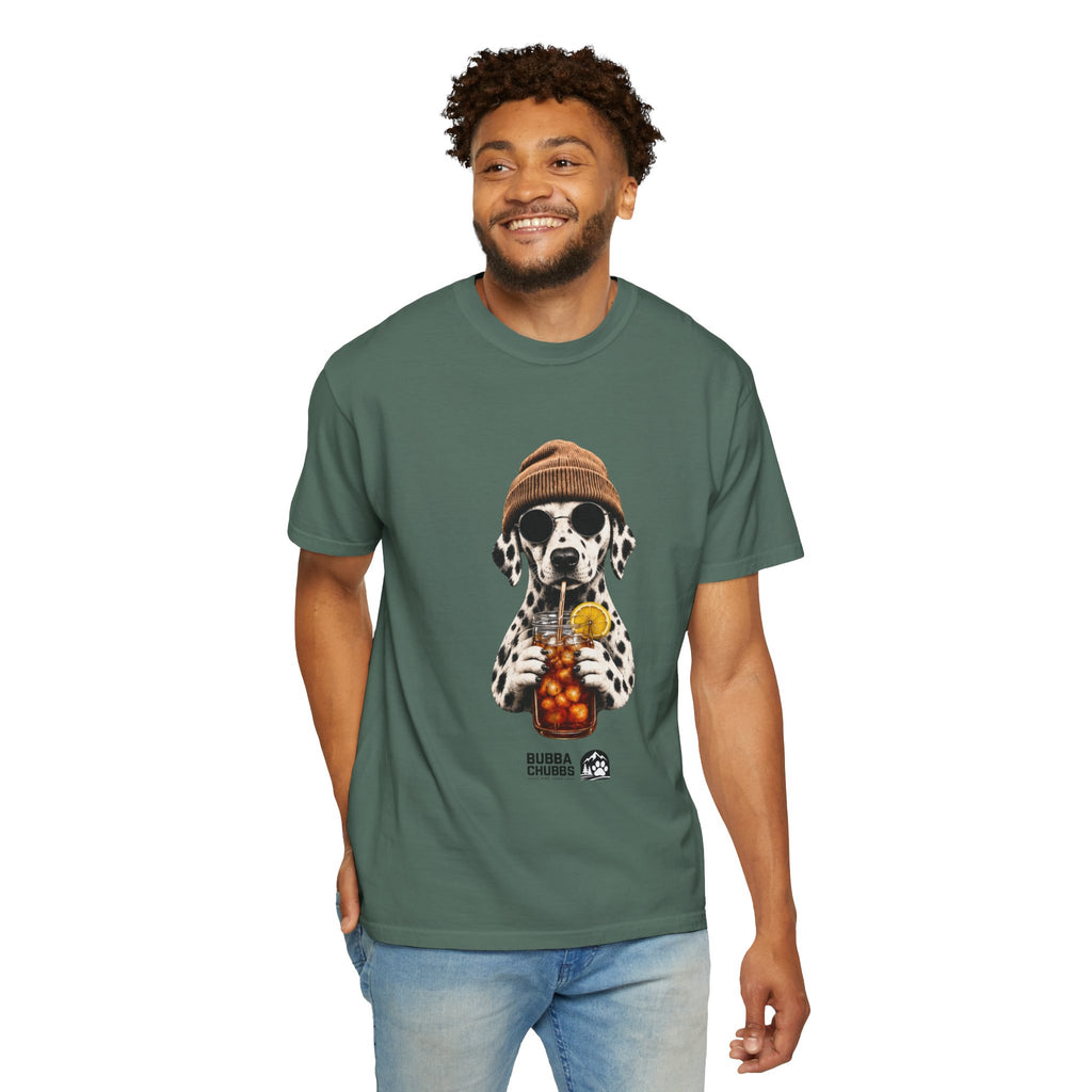 Dalmatian With Bubble Tea T-Shirt — Cute Dog Bubble Tea Graphic Tee Printify