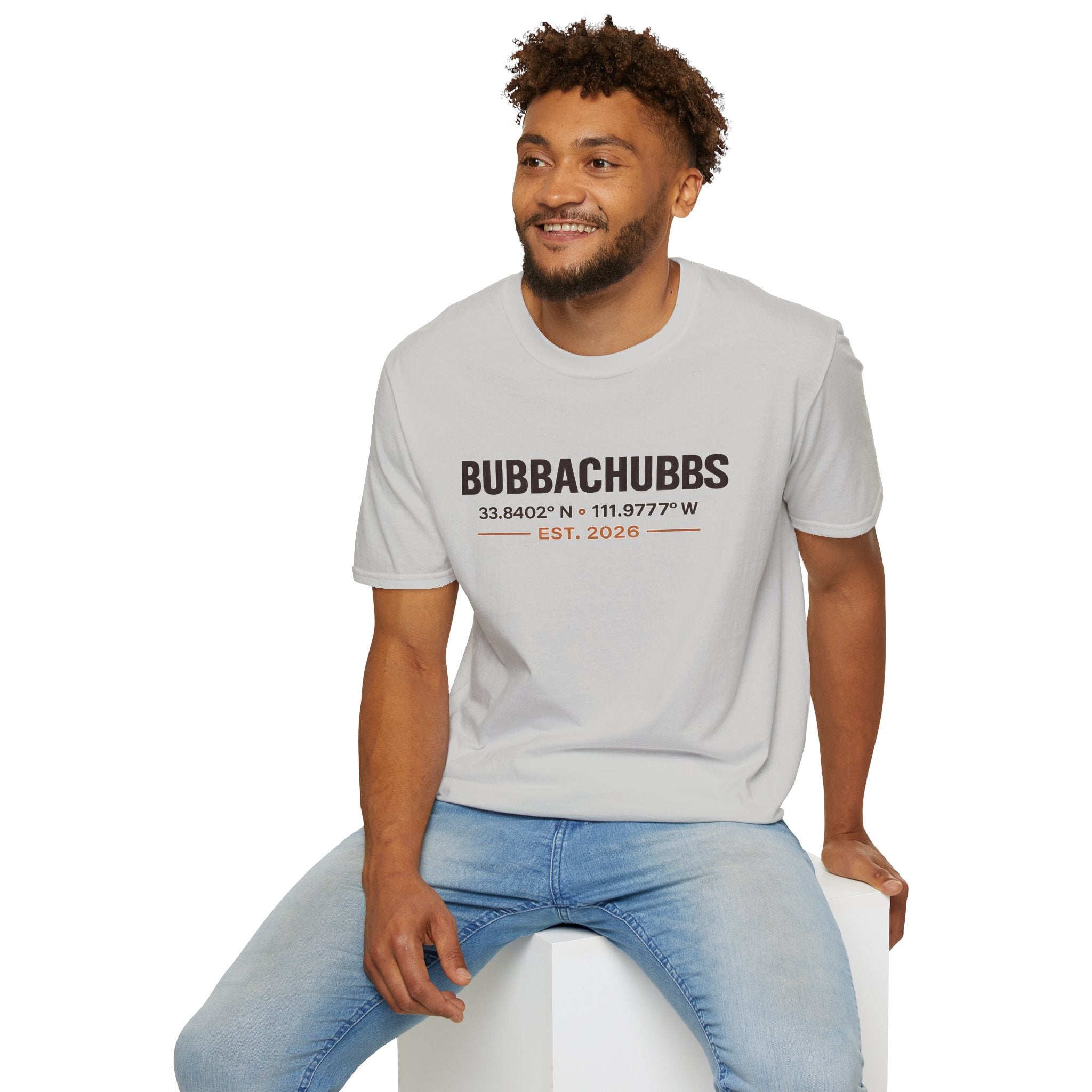 BubbaChubbs Logo front Coordinates Short-Sleeve Tee - BubbaChubbs Brand