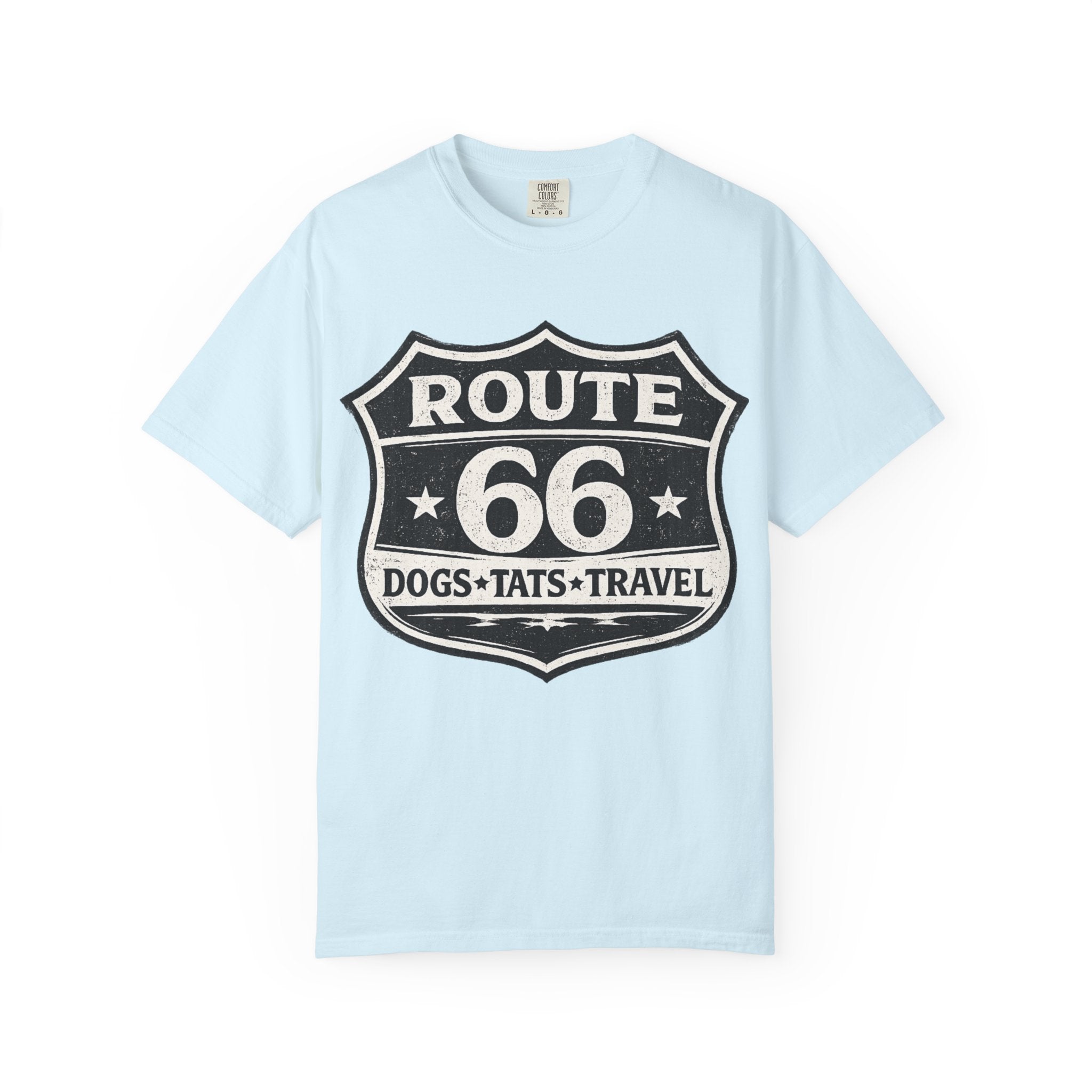 BubbaChubbs Dogs Tats Travel Route 66 Tee Printify