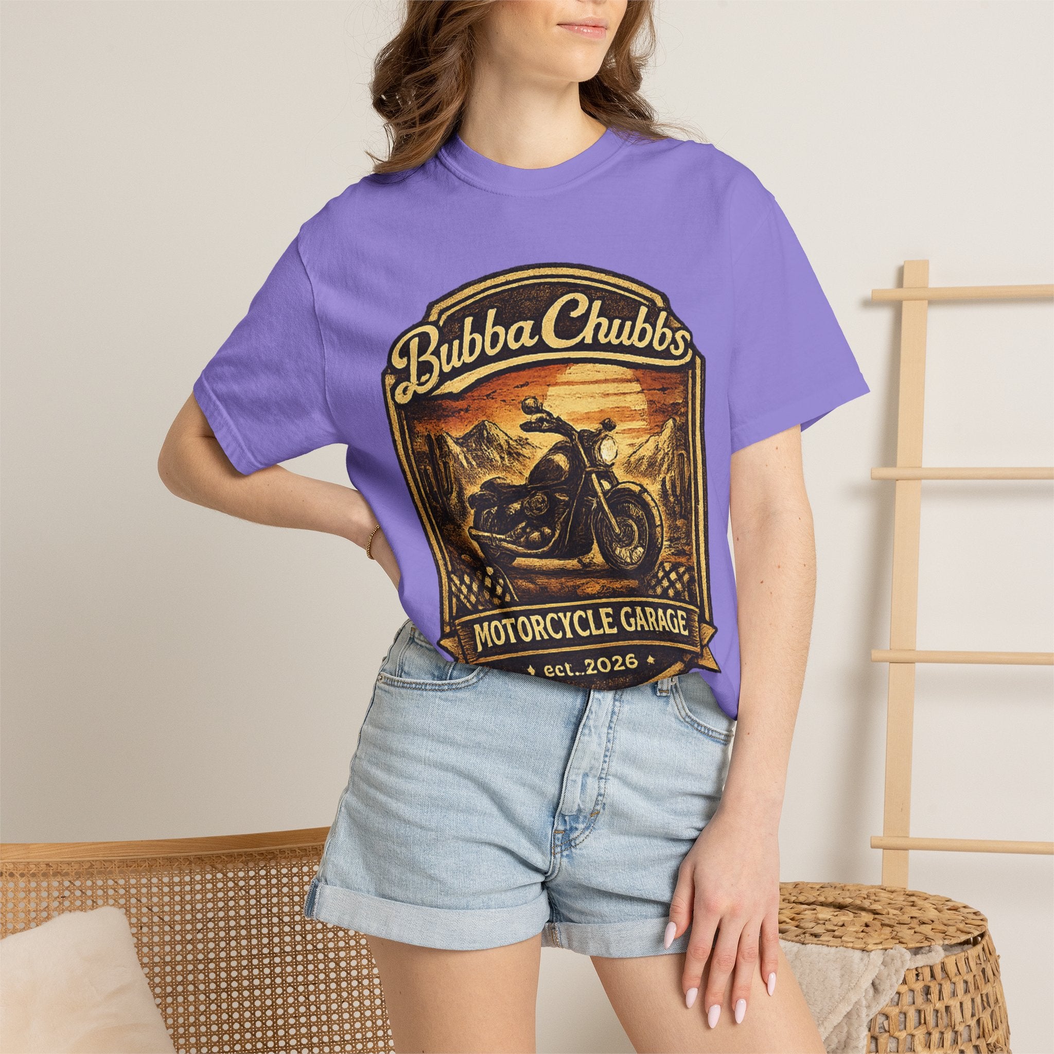 Motorcycle Garage Graphic Tee | BubbaChubbs Biker T-Shirt