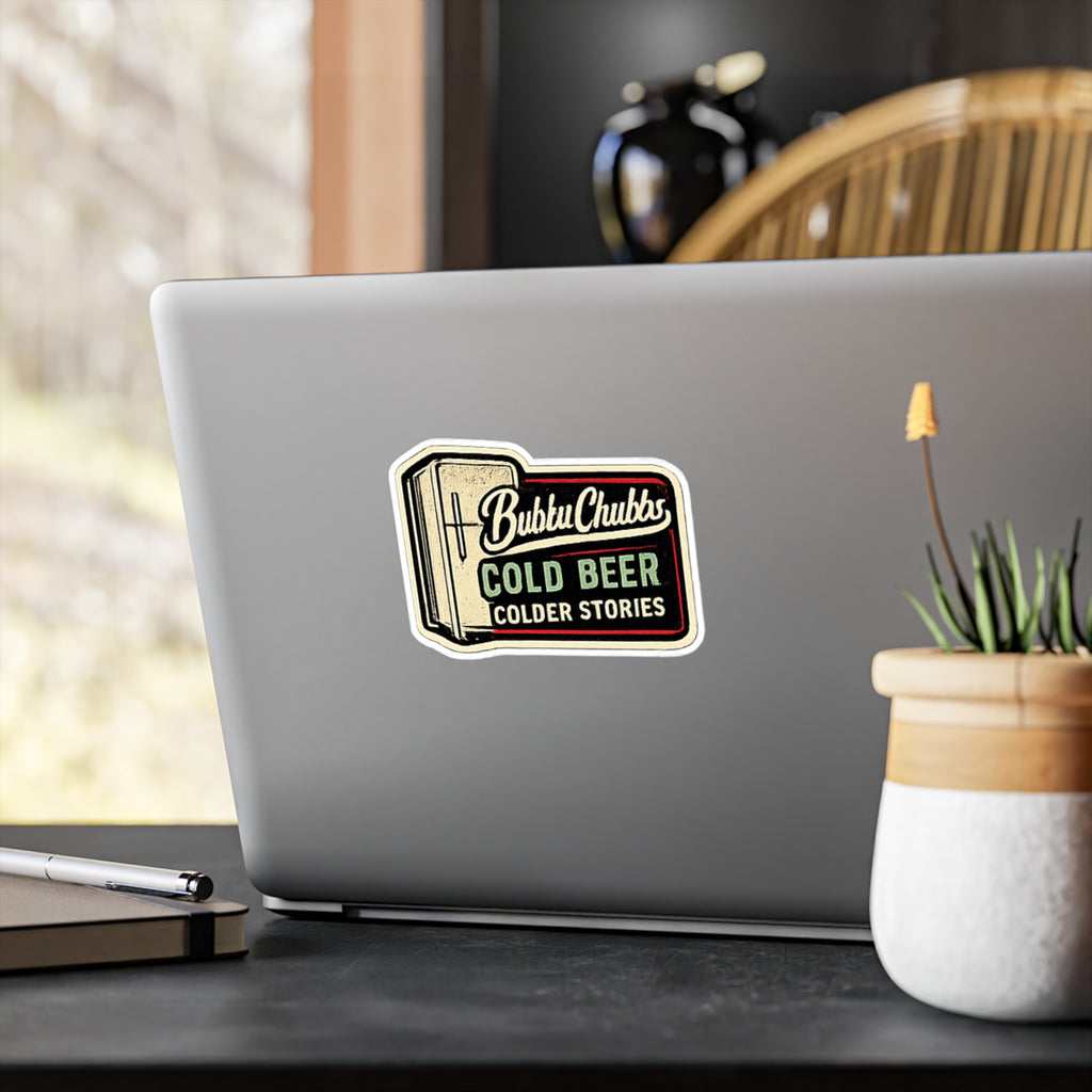 BubbaChubbs Logo Vinyl Sticker  - Cold Beer - Cut Decal Printify