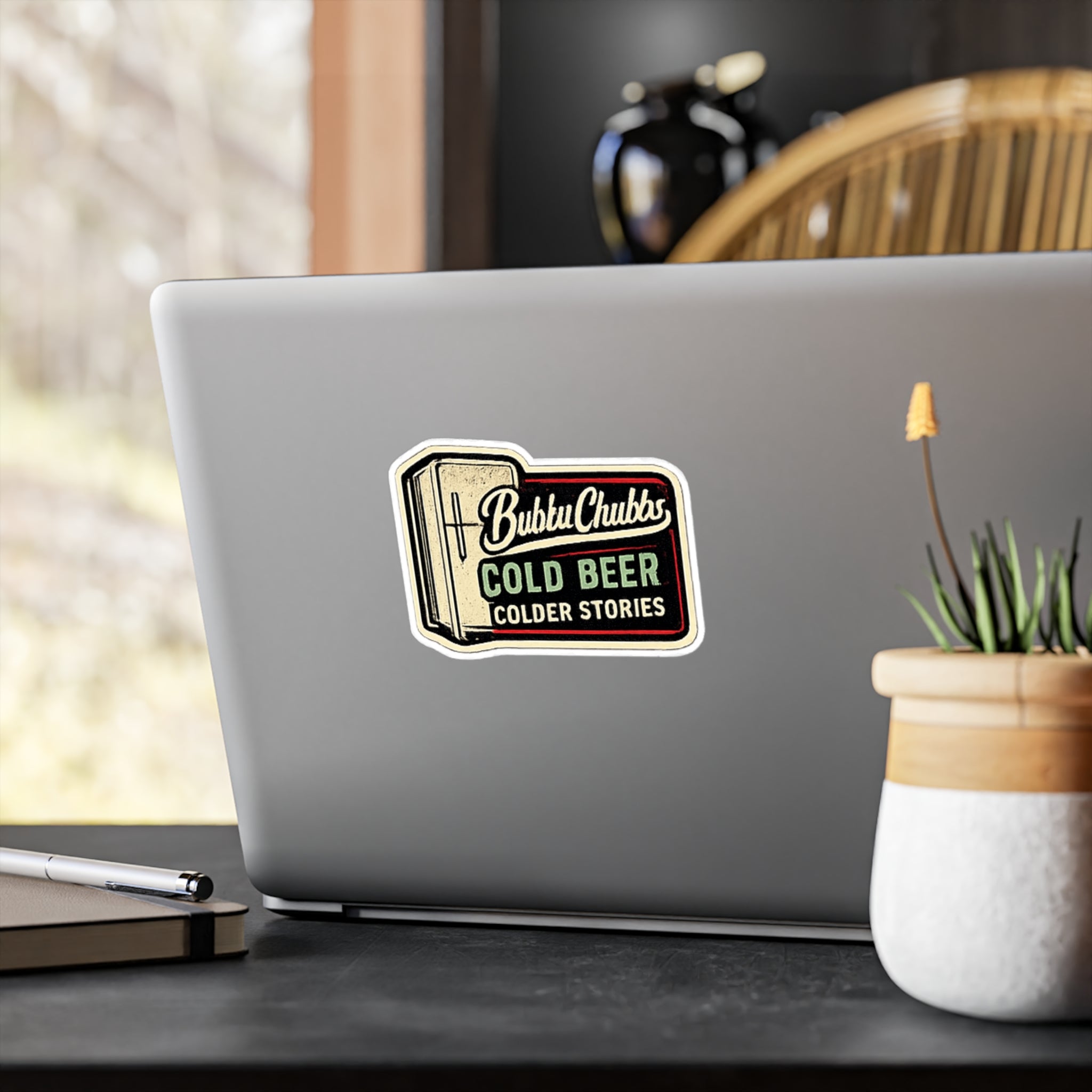 BubbaChubbs Logo Vinyl Sticker  - Cold Beer - Cut Decal Printify