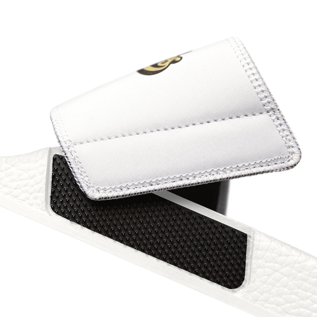 Men's Removable-Strap Slide Sandals — White "Bubba Glubbs" Logo Pool Slides Printify