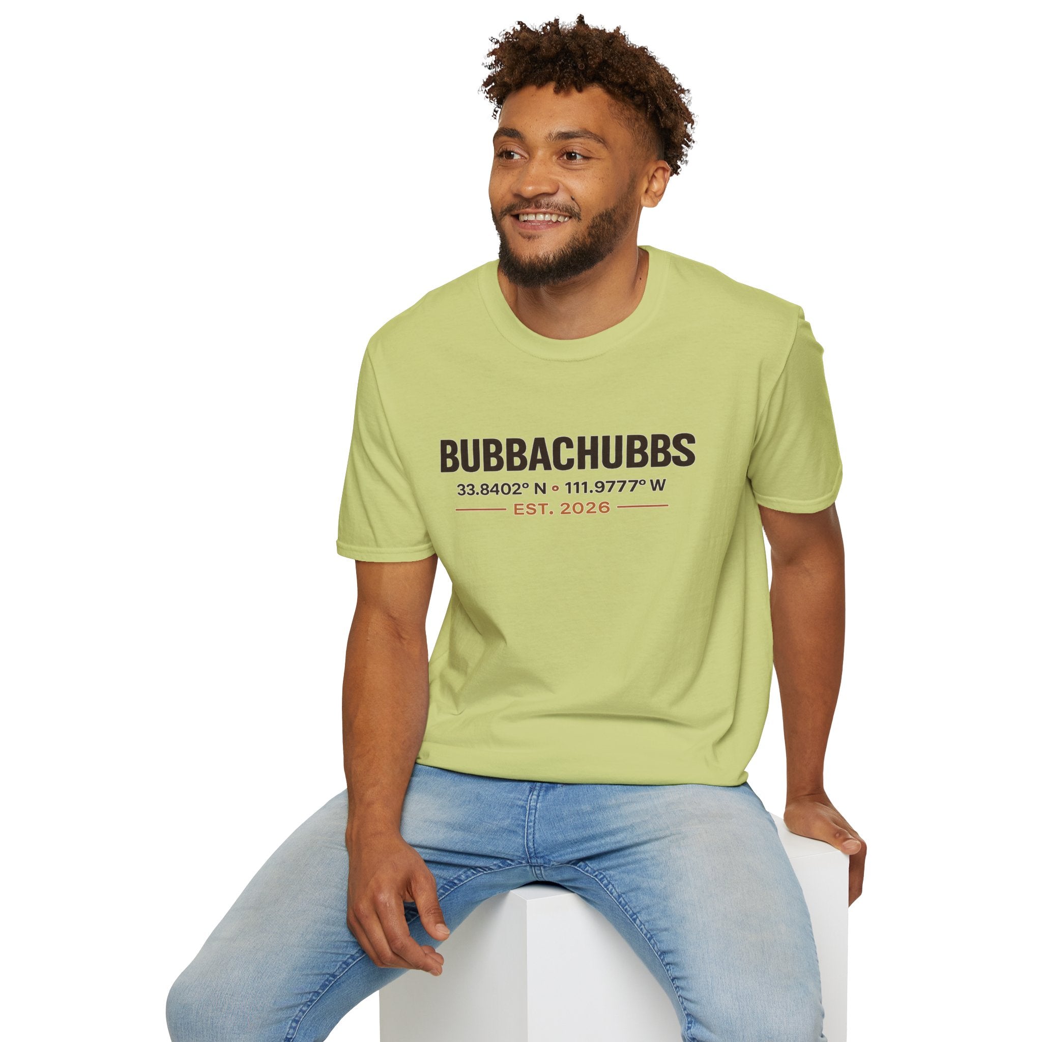 BubbaChubbs Logo front Coordinates Short-Sleeve Tee - BubbaChubbs Brand