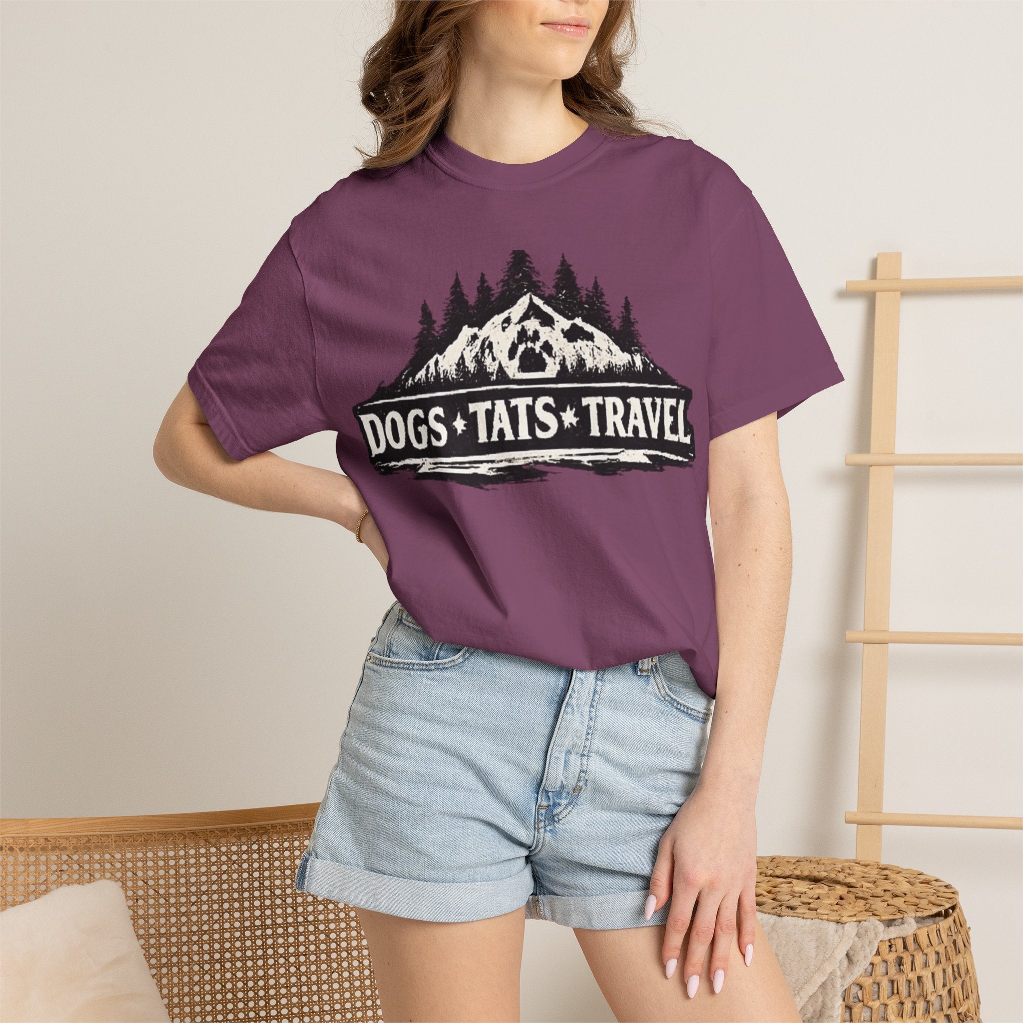 BubbaChubbs Dogs Tats Travel Mountain Tee Printify