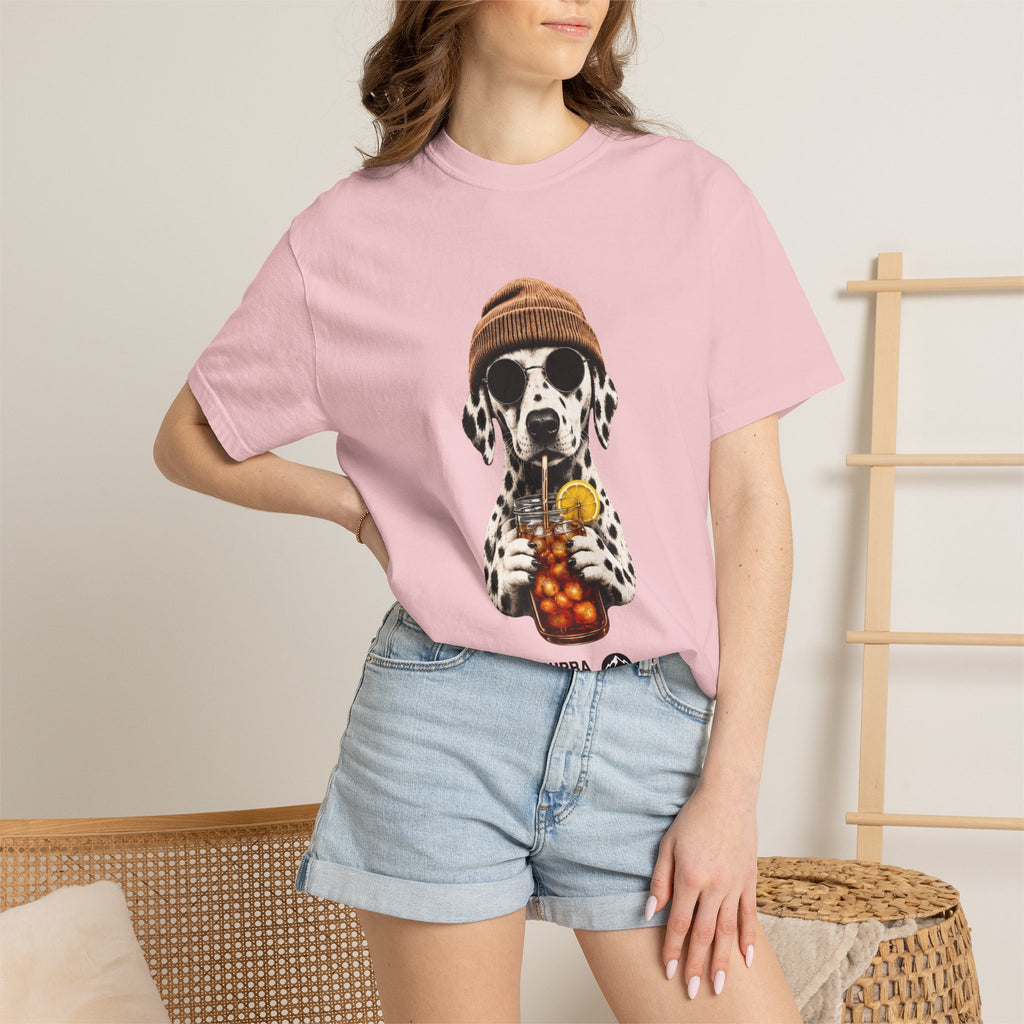 Dalmatian With Bubble Tea T-Shirt — Cute Dog Bubble Tea Graphic Tee Printify