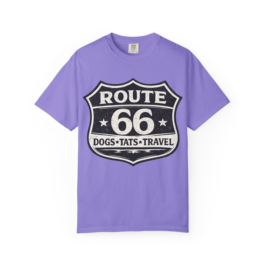 BubbaChubbs Dogs Tats Travel Route 66 Tee Printify