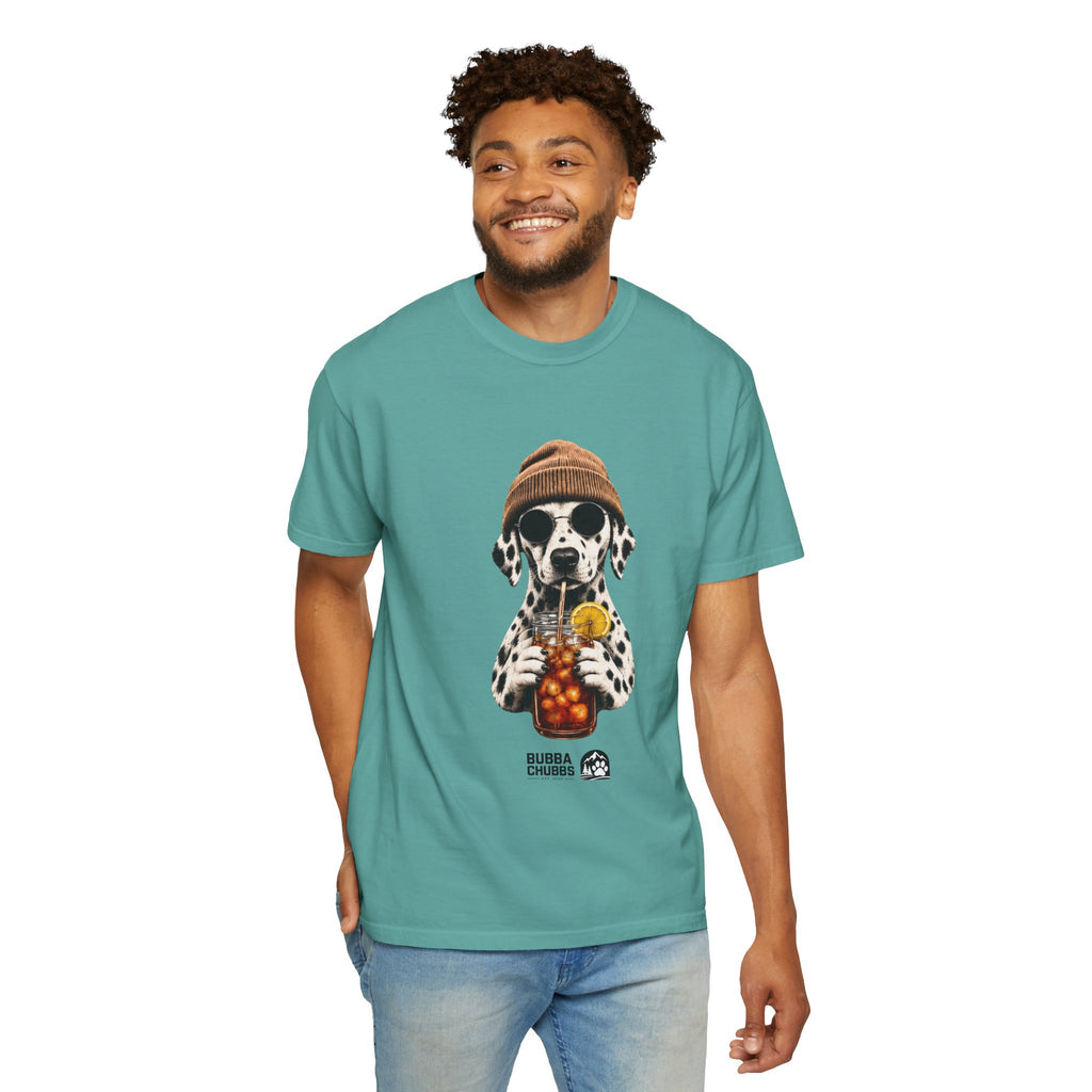 Dalmatian With Bubble Tea T-Shirt — Cute Dog Bubble Tea Graphic Tee Printify