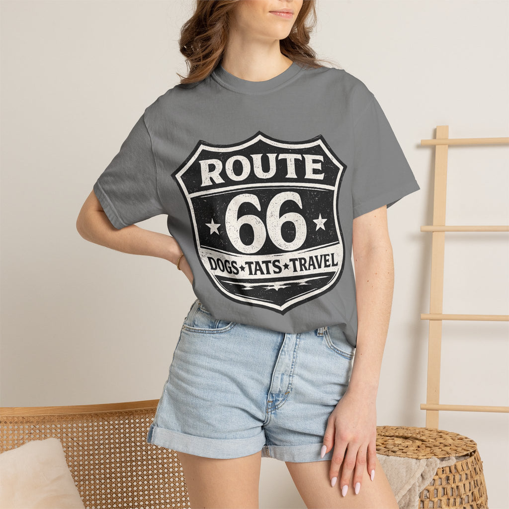 BubbaChubbs Dogs Tats Travel Route 66 Tee Printify