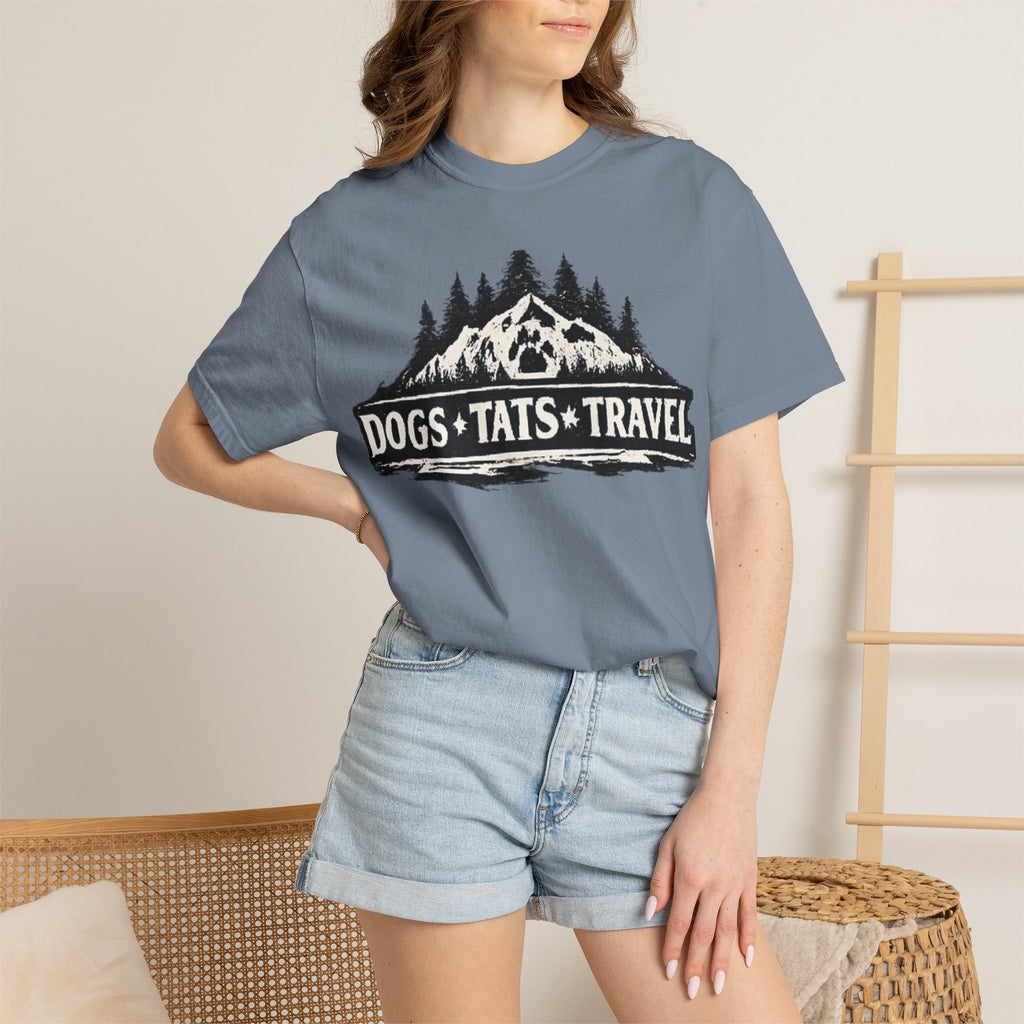 BubbaChubbs Dogs Tats Travel Mountain Tee Printify