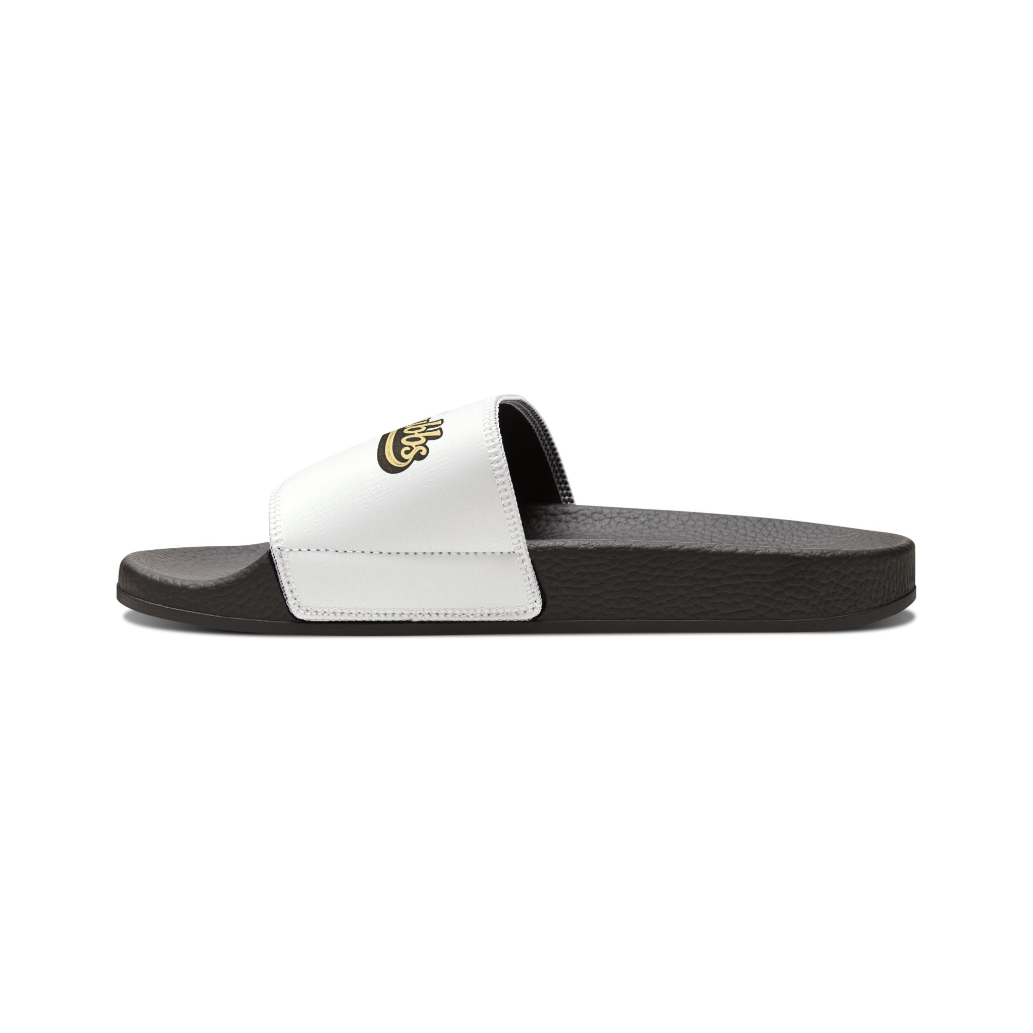 Men's Removable-Strap Slide Sandals — White "Bubba Glubbs" Logo Pool Slides Printify