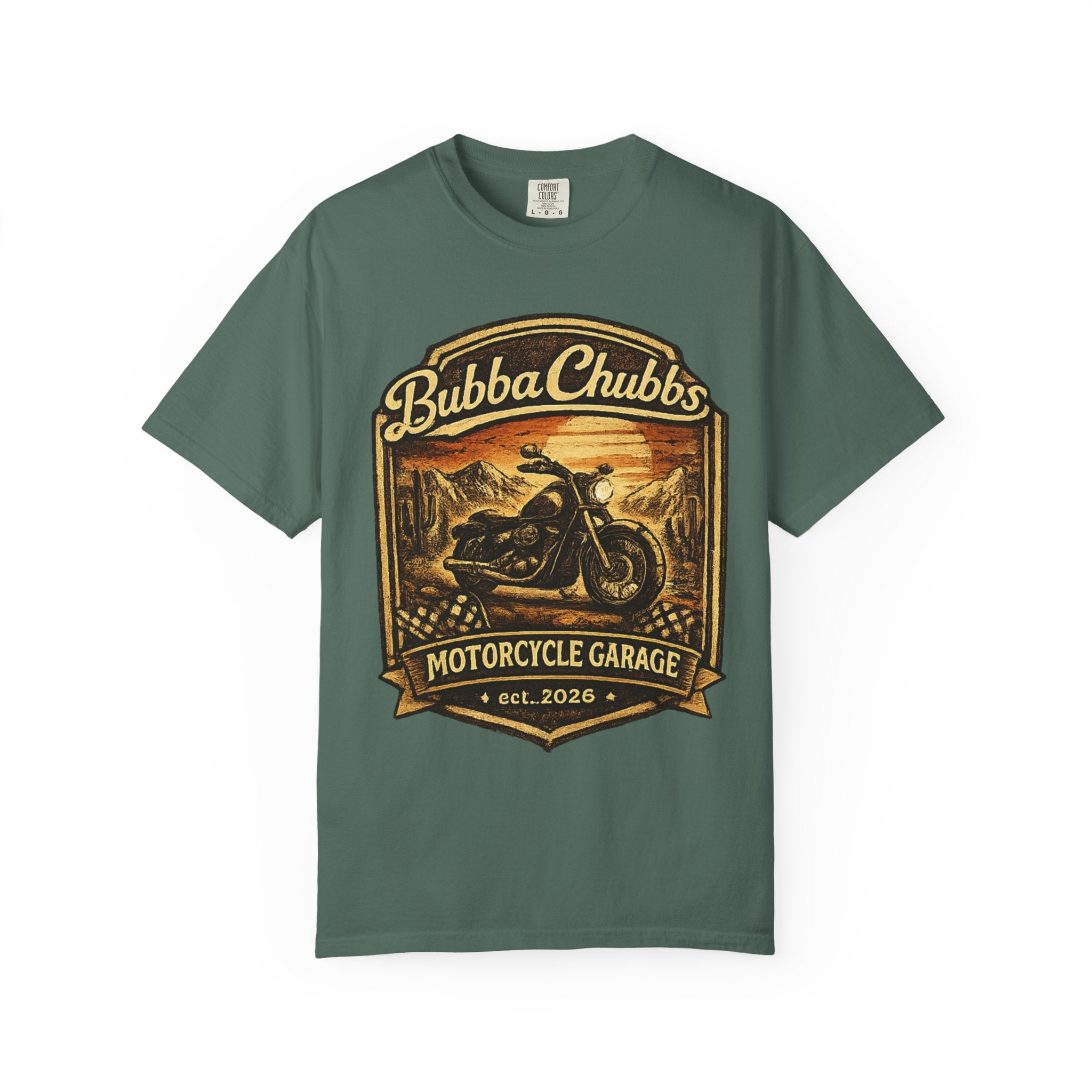 Motorcycle Garage Graphic Tee | BubbaChubbs Biker T-Shirt