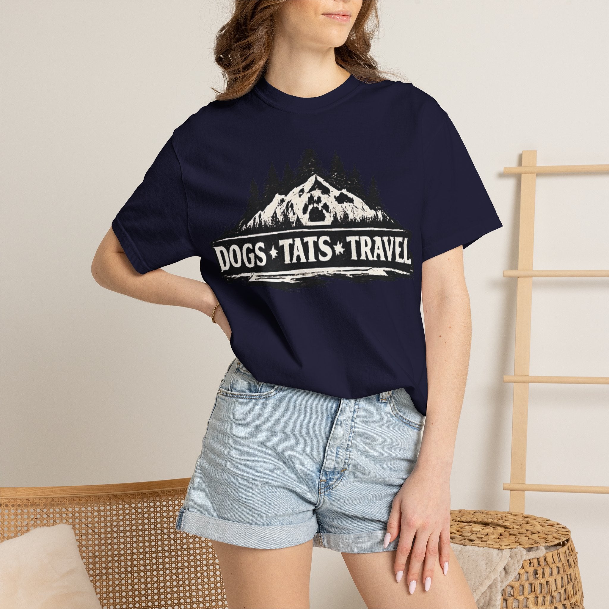 BubbaChubbs Dogs Tats Travel Mountain Tee Printify