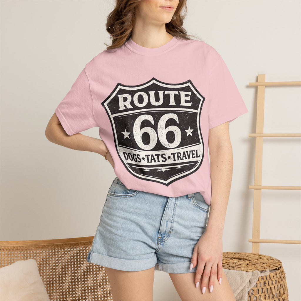 BubbaChubbs Dogs Tats Travel Route 66 Tee Printify