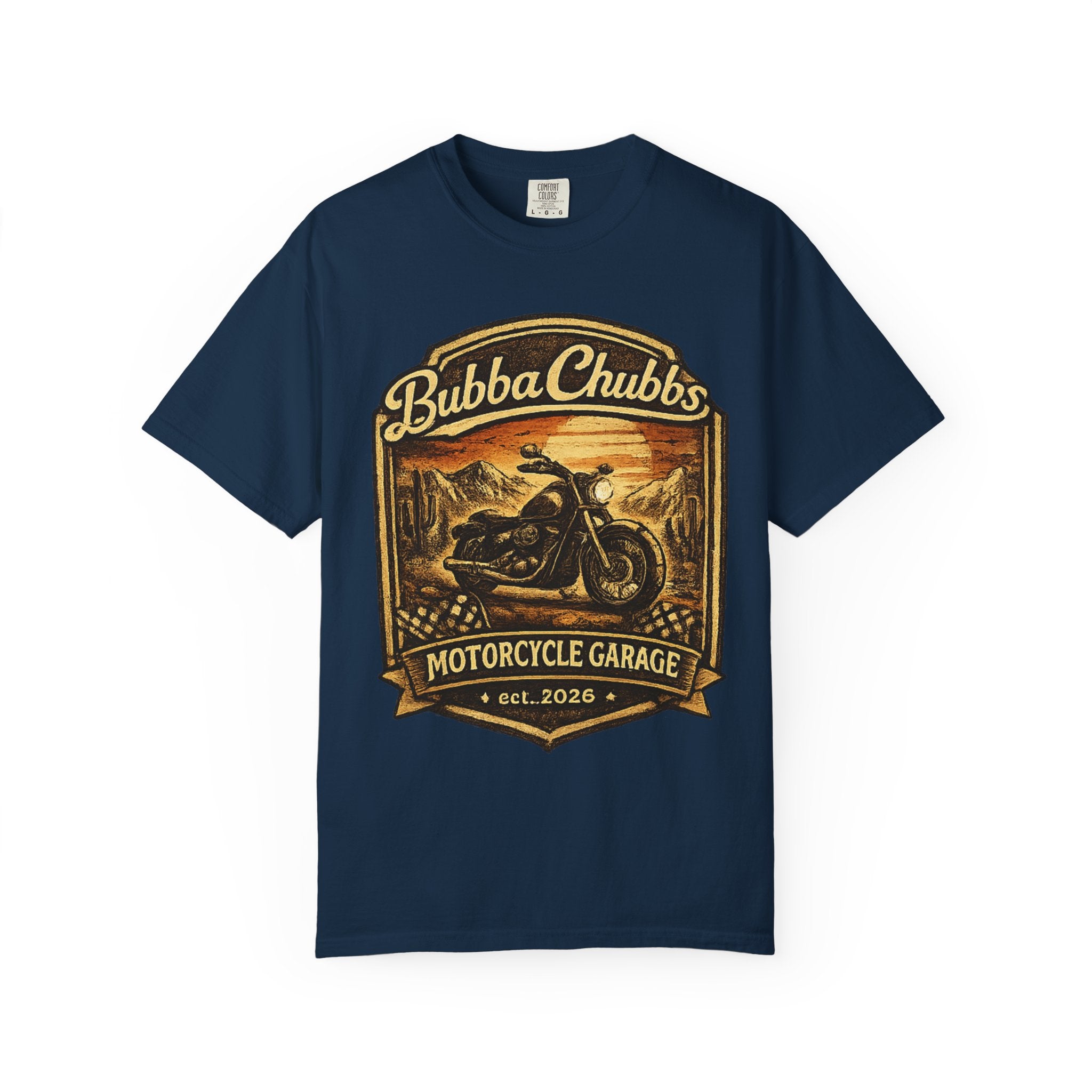 Motorcycle Garage Graphic Tee | BubbaChubbs Biker T-Shirt