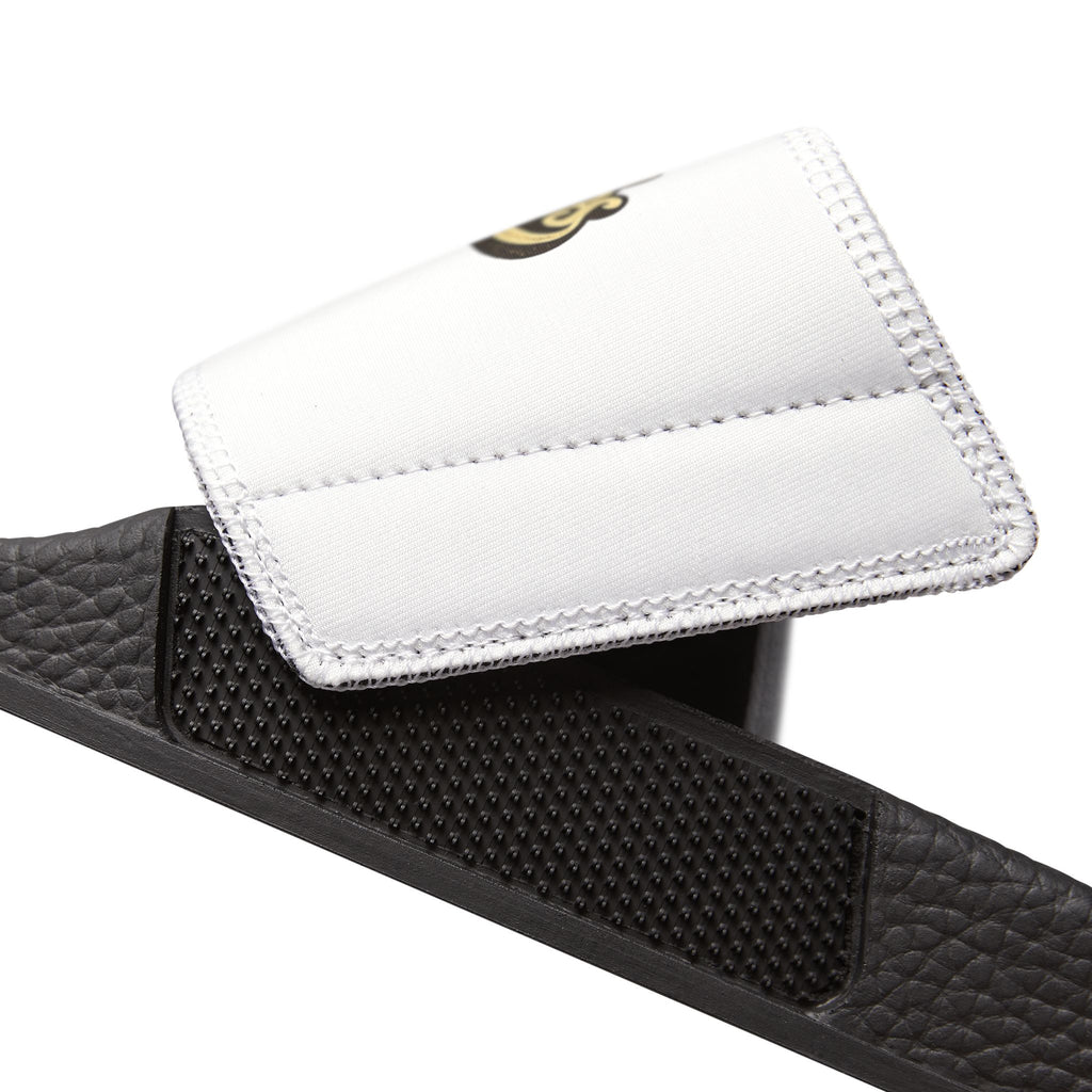 Men's Removable-Strap Slide Sandals — White "Bubba Glubbs" Logo Pool Slides Printify