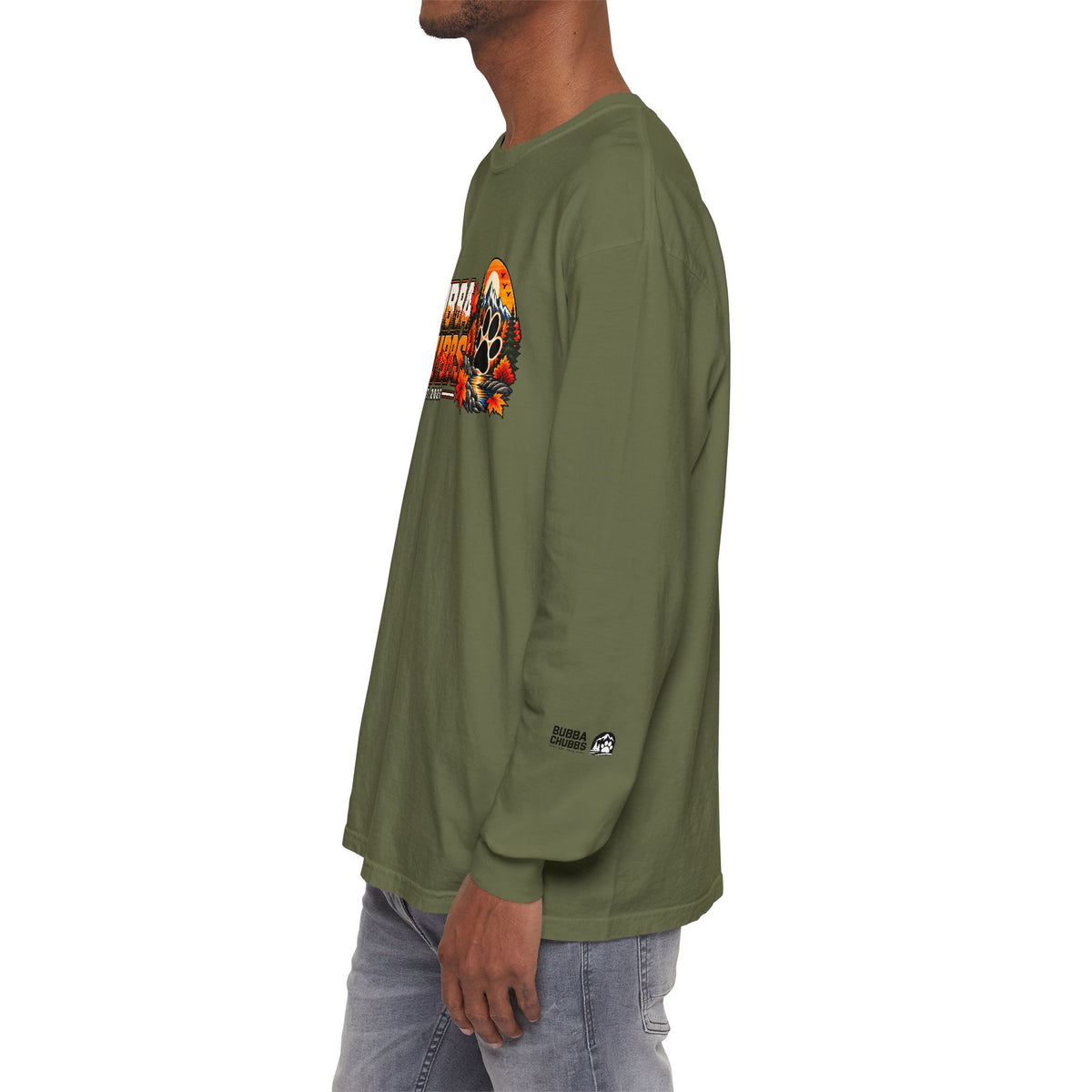 BubbaChubbs Fall Pawprint Long Sleeve Tee — Cozy Autumn Pawprint Graphic
