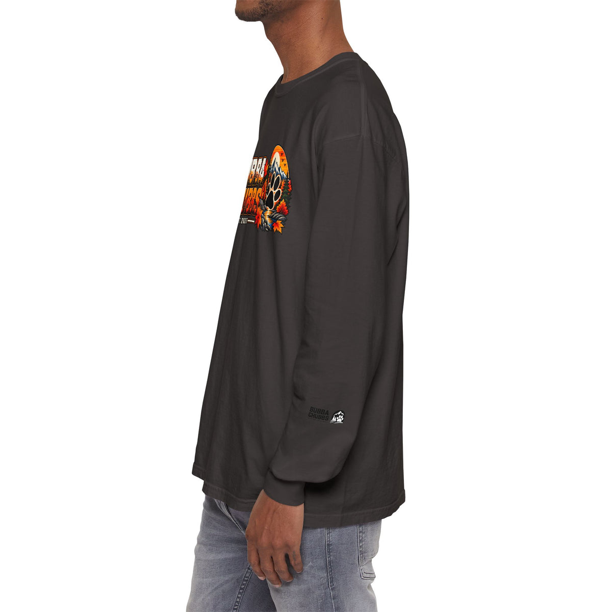 BubbaChubbs Fall Pawprint Long Sleeve Tee — Cozy Autumn Pawprint Graphic