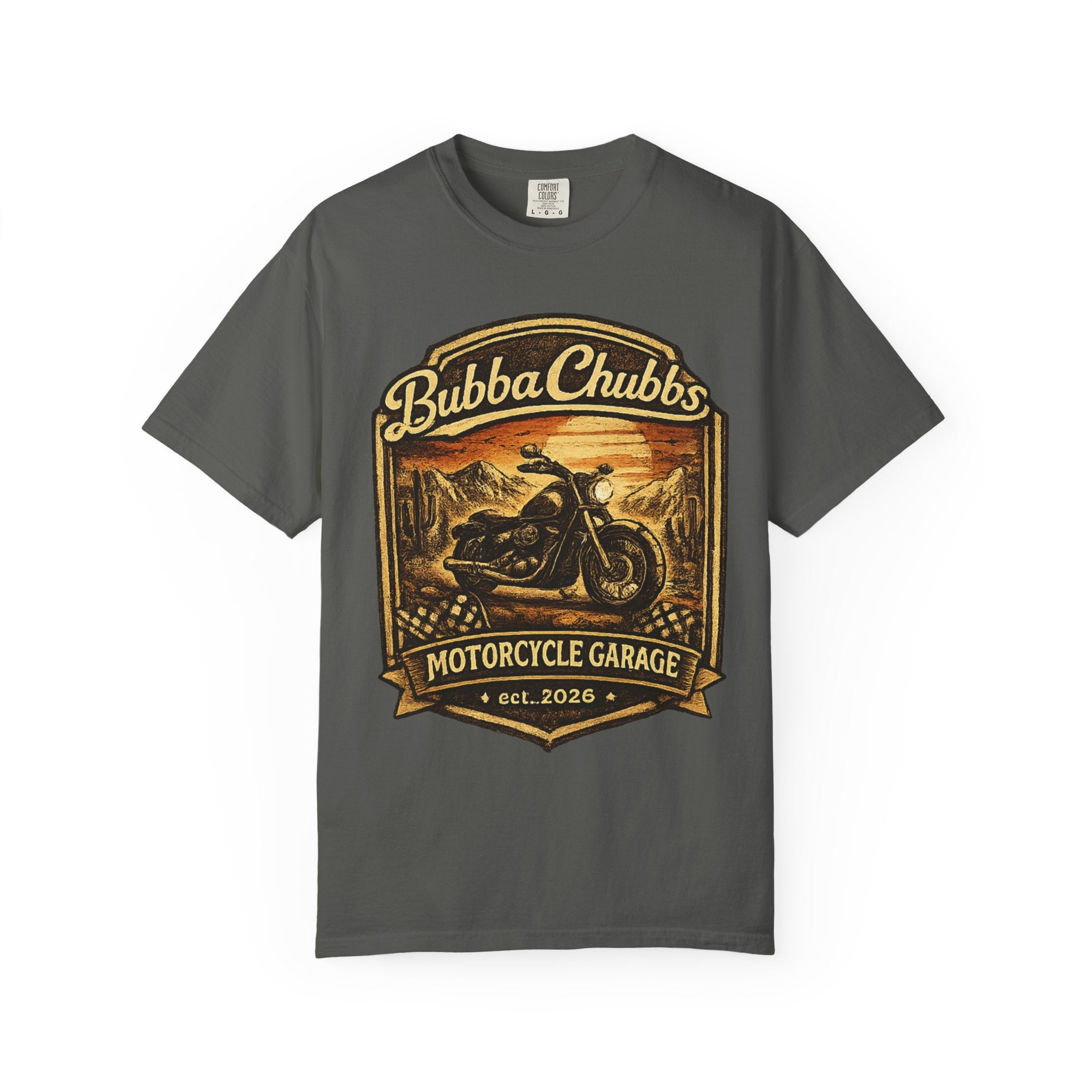 Motorcycle Garage Graphic Tee | BubbaChubbs Biker T-Shirt