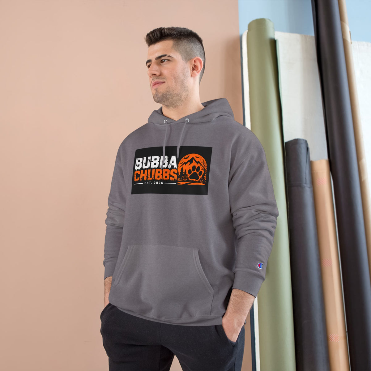 Halloween BubbaChubbs Paw Logo Champion Hoodie
