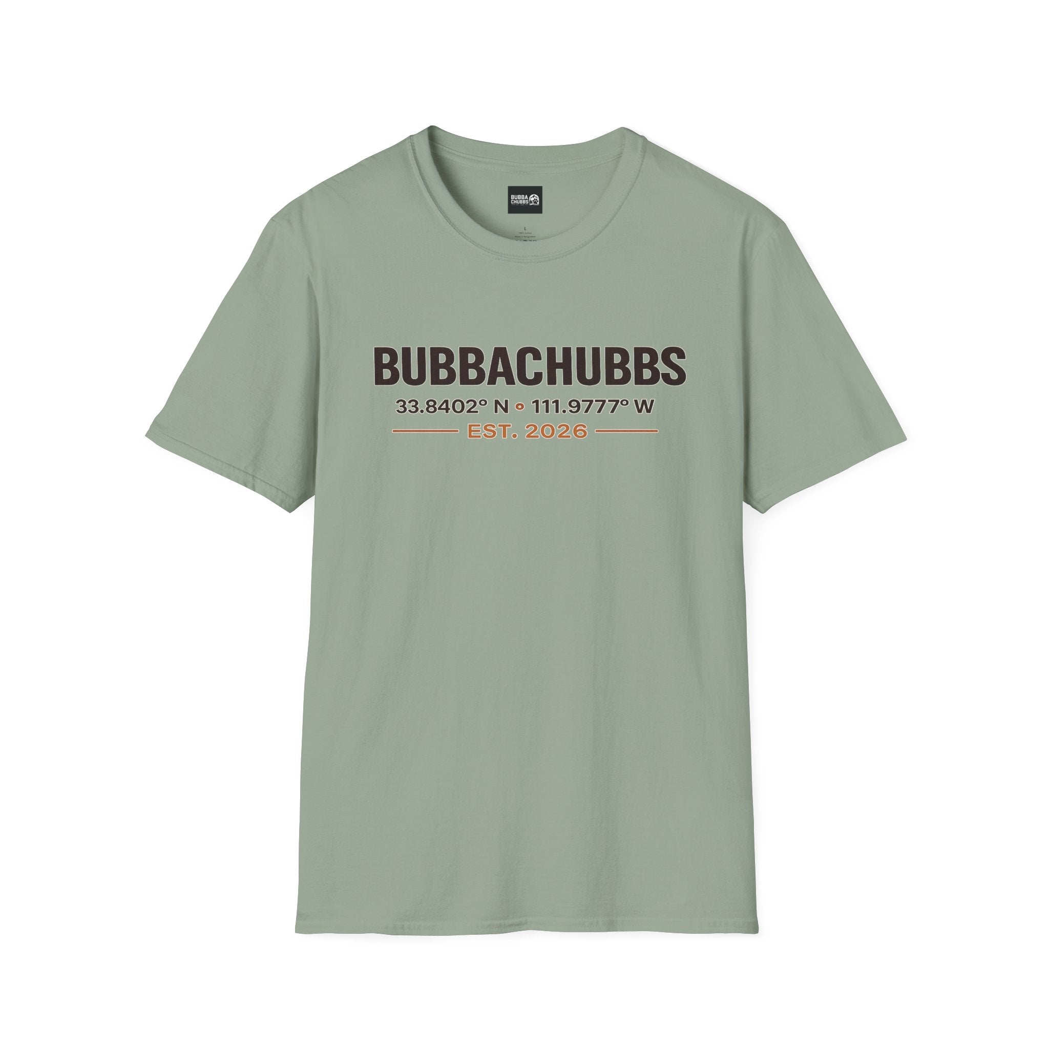 BubbaChubbs Logo front Coordinates Short-Sleeve Tee - BubbaChubbs Brand