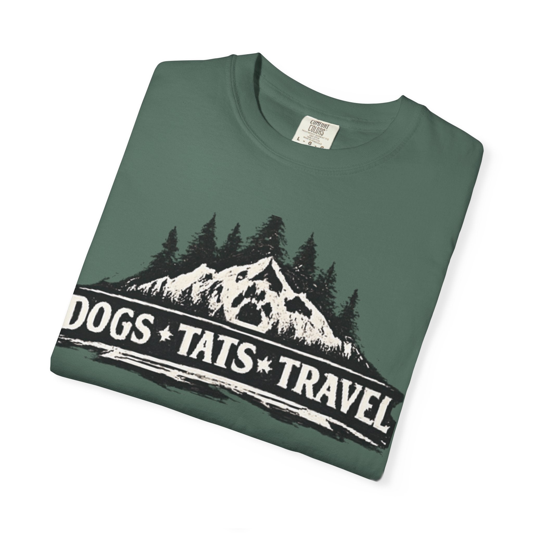 BubbaChubbs Dogs Tats Travel Mountain Tee Printify
