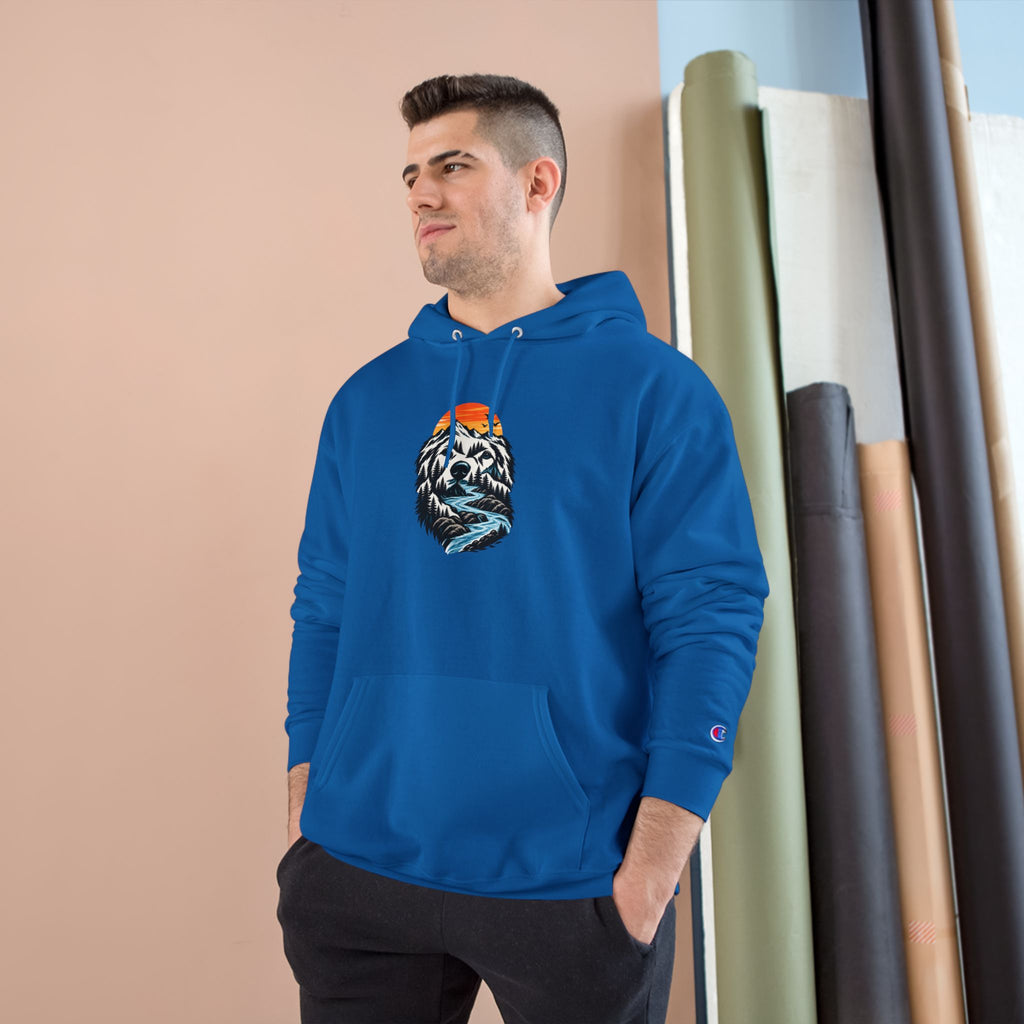 Champion Hoodie — BubbaChubbs Dog Sunset Graphic Hoodie